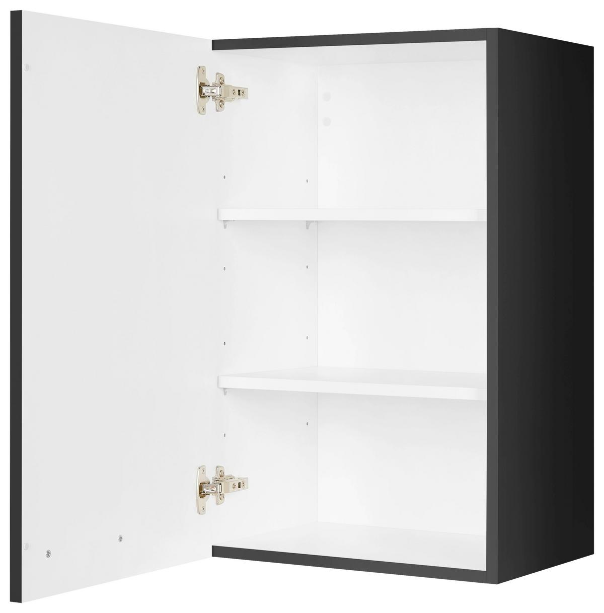 Küchenoberschrank Touch Schwarz - Edelstahlfarben/Schwarz, MODERN, Holzwerkstoff (45/72/35cm) - Nobilia