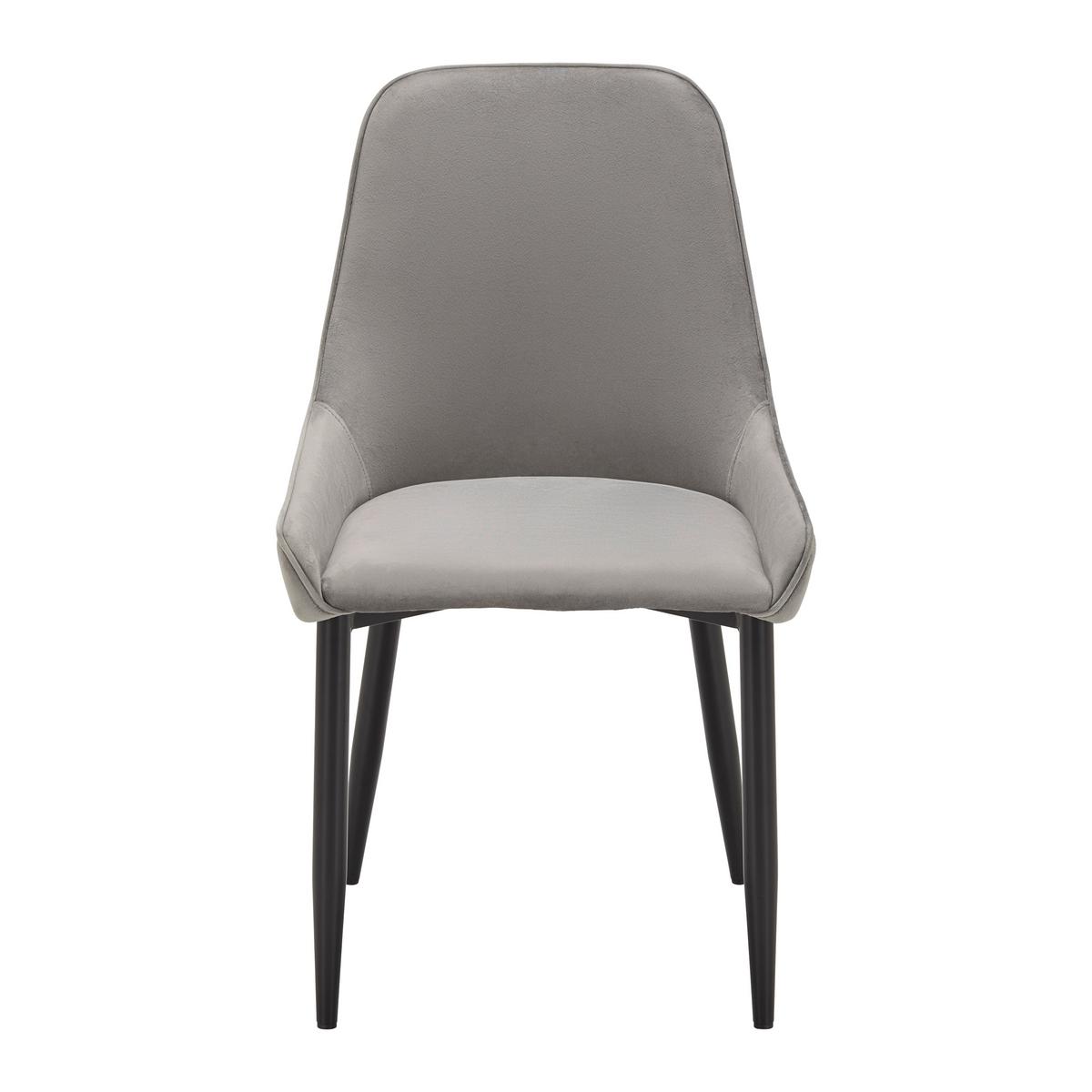 Stuhl Enna Grau Samt Gepolstert - Schwarz/Grau, MODERN, Holz/Textil (48/85/58cm) - Bessagi Home