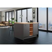 Kücheninsel IP1200 o. Geräte Graphitfarben - Edelstahlfarben/Eichefarben, Basics, Holzwerkstoff/Metall (123,4/91,8/96,6cm) - Impuls