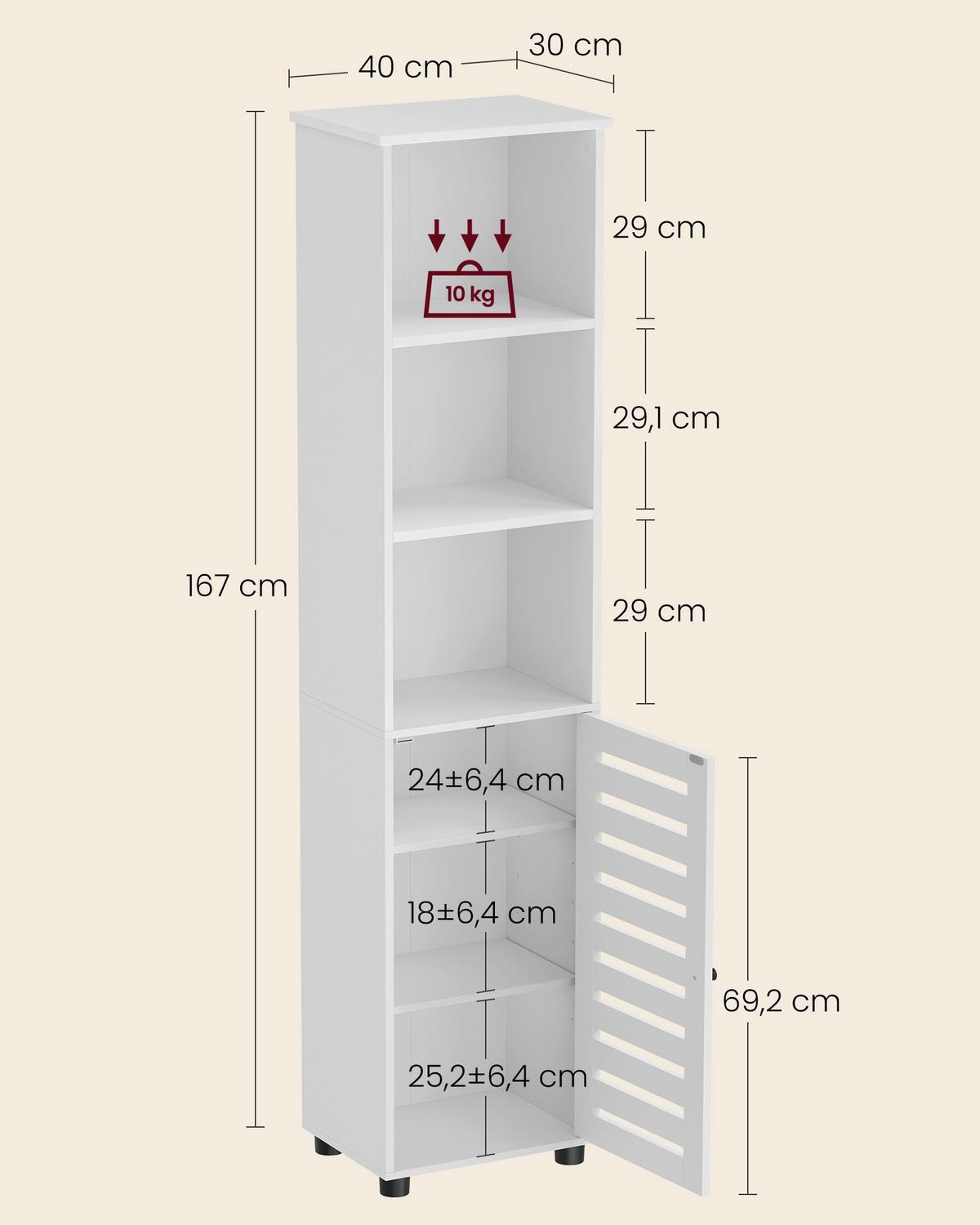 MIDISCHRANK BATHROOM CABINET - Schwarz/Weiß, MODERN, Holzwerkstoff/Metall (40/167/30cm) - MID.YOU