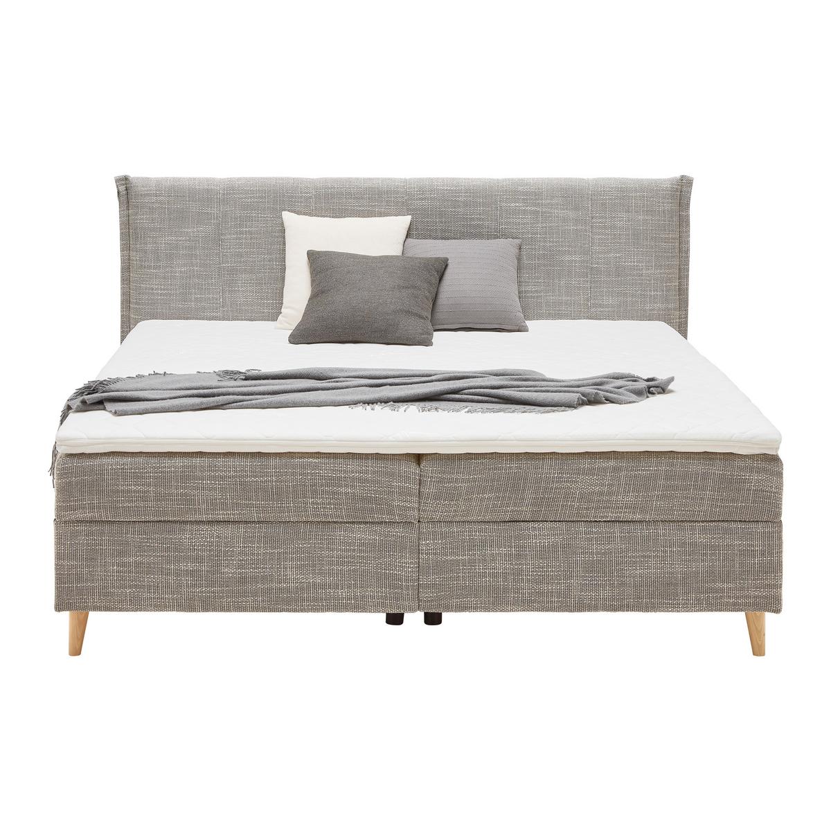 Boxbett Veloria Grau ca. 180x200cm - Schwarz/Grau, KONVENTIONELL, Textil/Metall (180/200cm) - Based