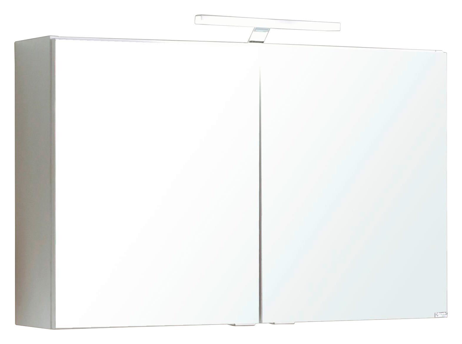 Spiegelschrank Siena mit LED ca. 80x65x20cm 2-türig Weiß - Chromfarben/Weiß, MODERN, Holzwerkstoff/Metall (80/65/20cm) - Held