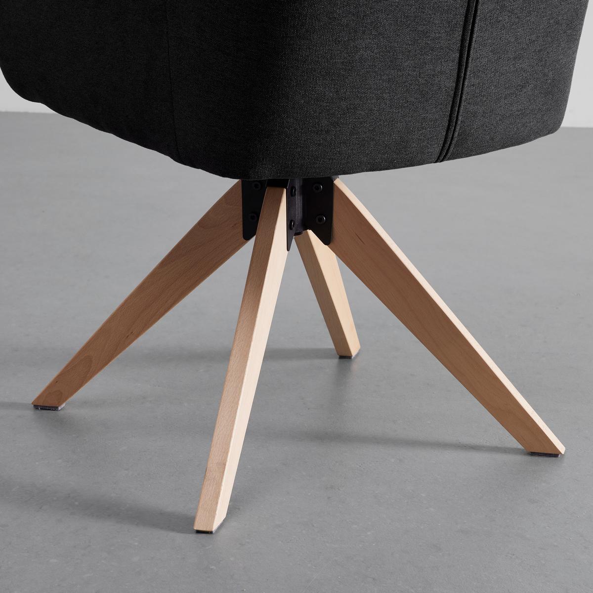 Armlehnstuhl Lucita Anthrazit Samt Drehbar Gepolstert - Anthrazit/Naturfarben, MODERN, Holz/Textil (59/88/60cm) - Bessagi Home