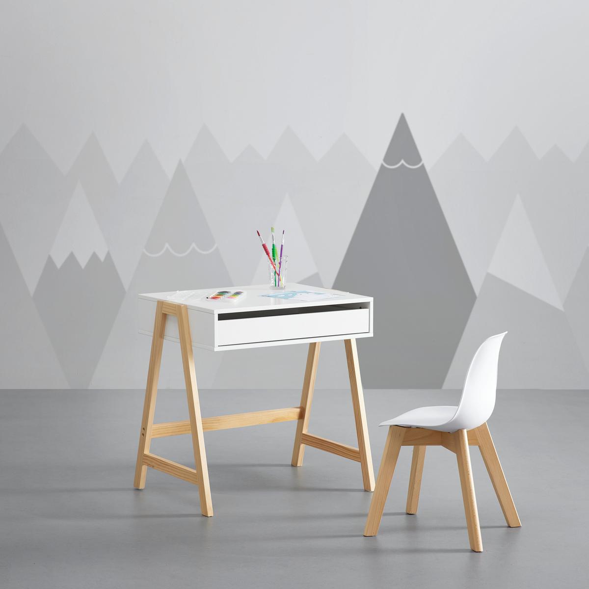 Kindertisch Pino Weiß Echtholz/MDF ca. 60x45 cm - Weiß/Kieferfarben, MODERN, Holz (60/45/60cm) - Bessagi Kids
