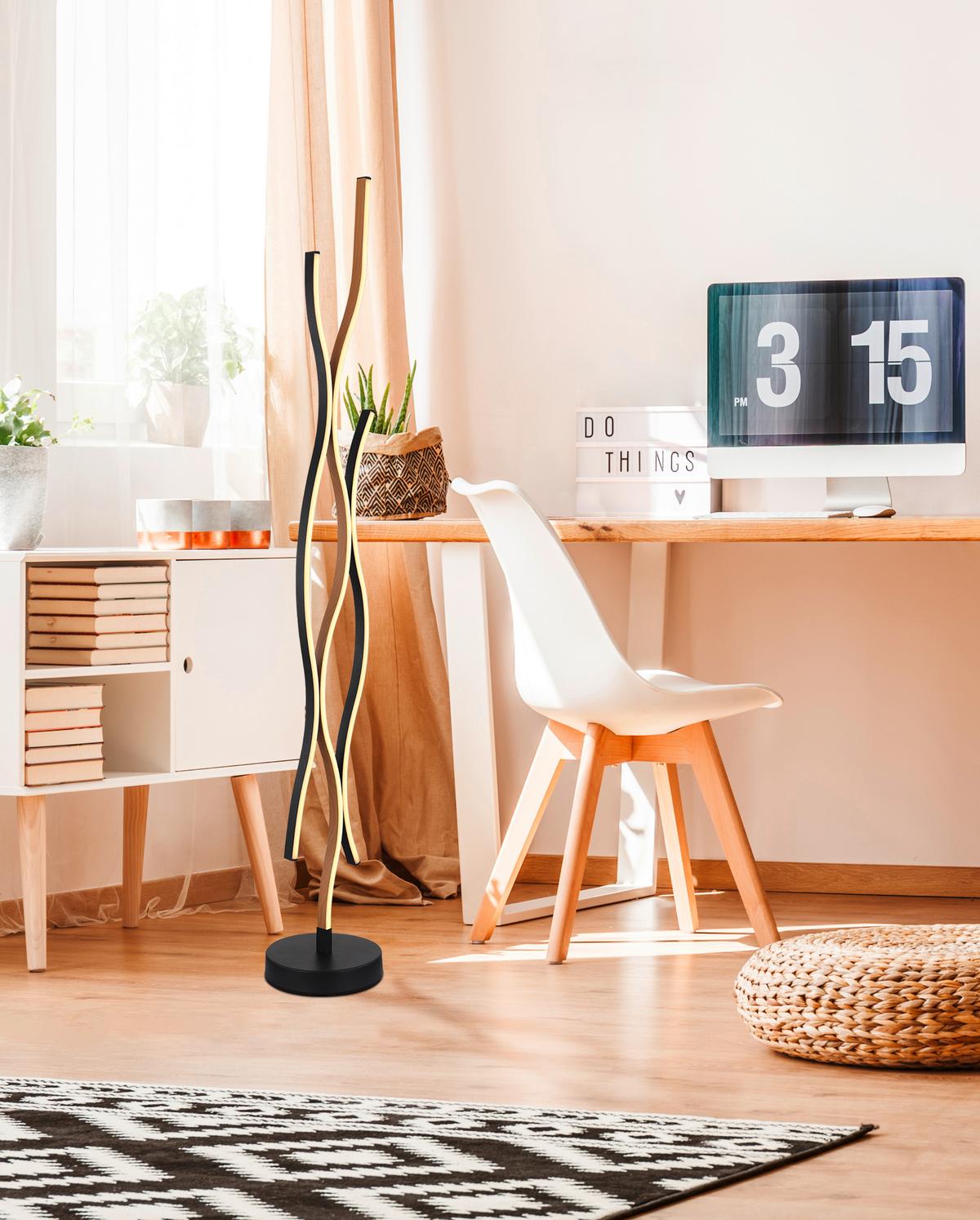 LED-STEHLEUCHTE 67206SW GERONIMO - Dunkelbraun/Opal, Natur, Kunststoff/Metall (20/135cm) - Globo