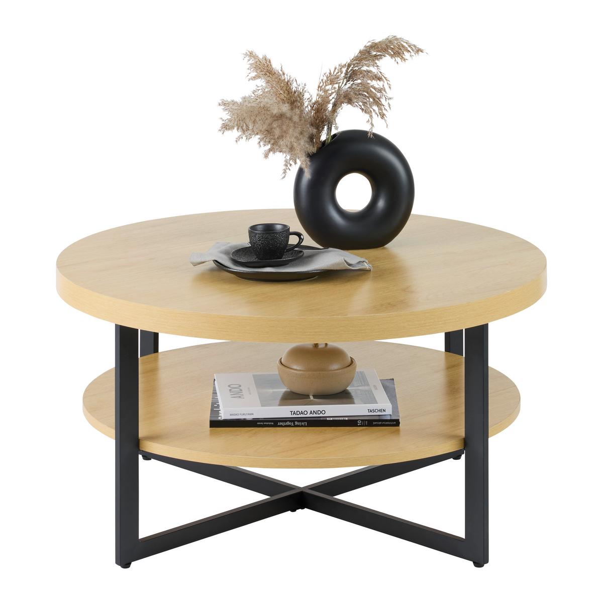 Stolić Rondo - hrast Artisan/crna, Konvencionalno, drvni materijal/metal (80/40/80cm) - Modern Living