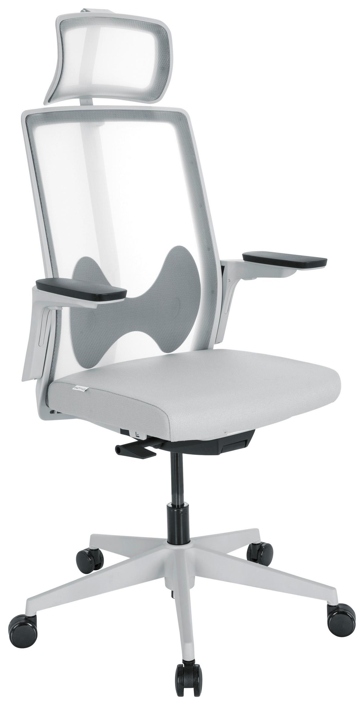 Pisarniški Stol Arceo W, Siva - siva/bela, Basics, umetna masa/tekstil (66/123-139/66cm) - MID.YOU