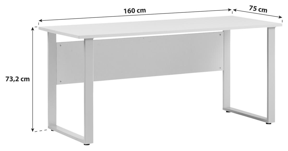Schreibtisch Serie 1500 ca 160x 75 cm Hellgrau - Hellgrau/Alufarben, KONVENTIONELL, Holzwerkstoff/Metall (160/75/73,2cm) - MID.YOU
