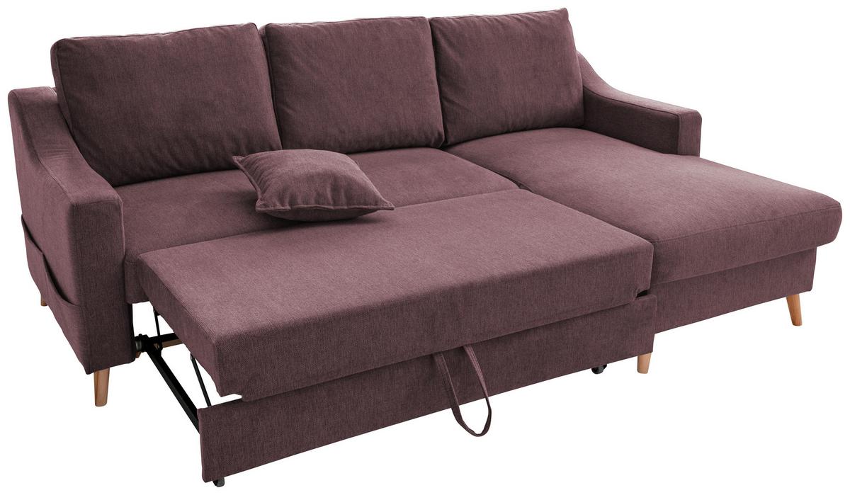 Wohnlandschaft Valentina Bordeaux Struktur - Bordeaux/Naturfarben, KONVENTIONELL, Holz/Textil (228/150cm) - P & B