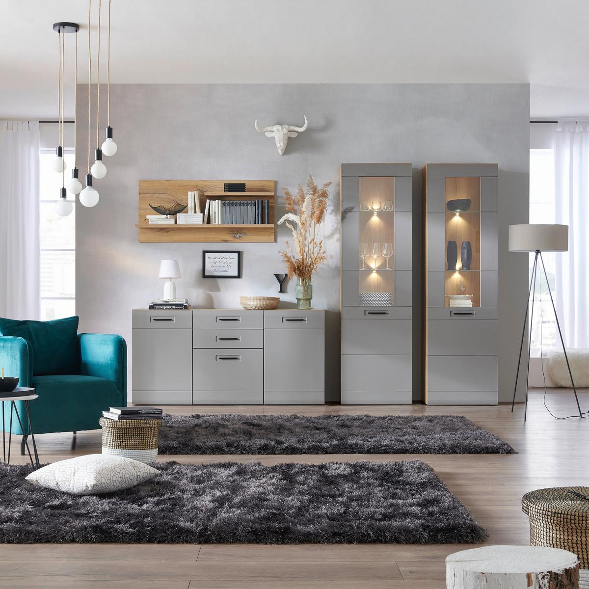 Komoda Auris, Barva Hrasta, Siva - siva, Moderno, umetna masa/leseni material (163,2/81,3/43,1cm) - Mömax