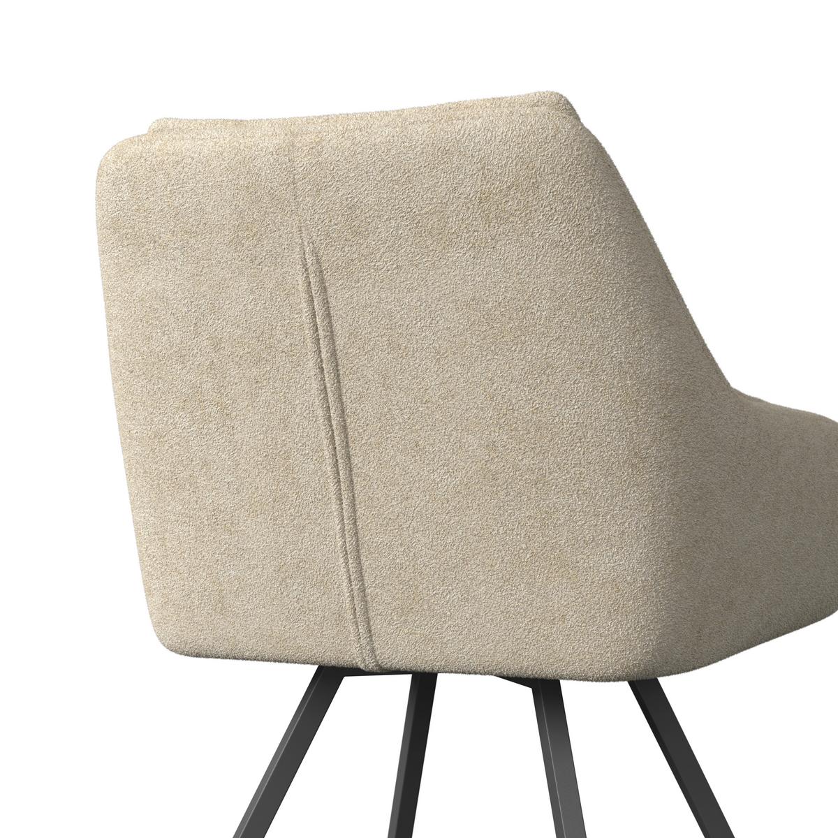 Armlehnstuhl Billy Creme Struktur Drehbar Gepolstert - Creme/Schwarz, MODERN, Holz/Textil (64/87/64cm) - Bessagi Home