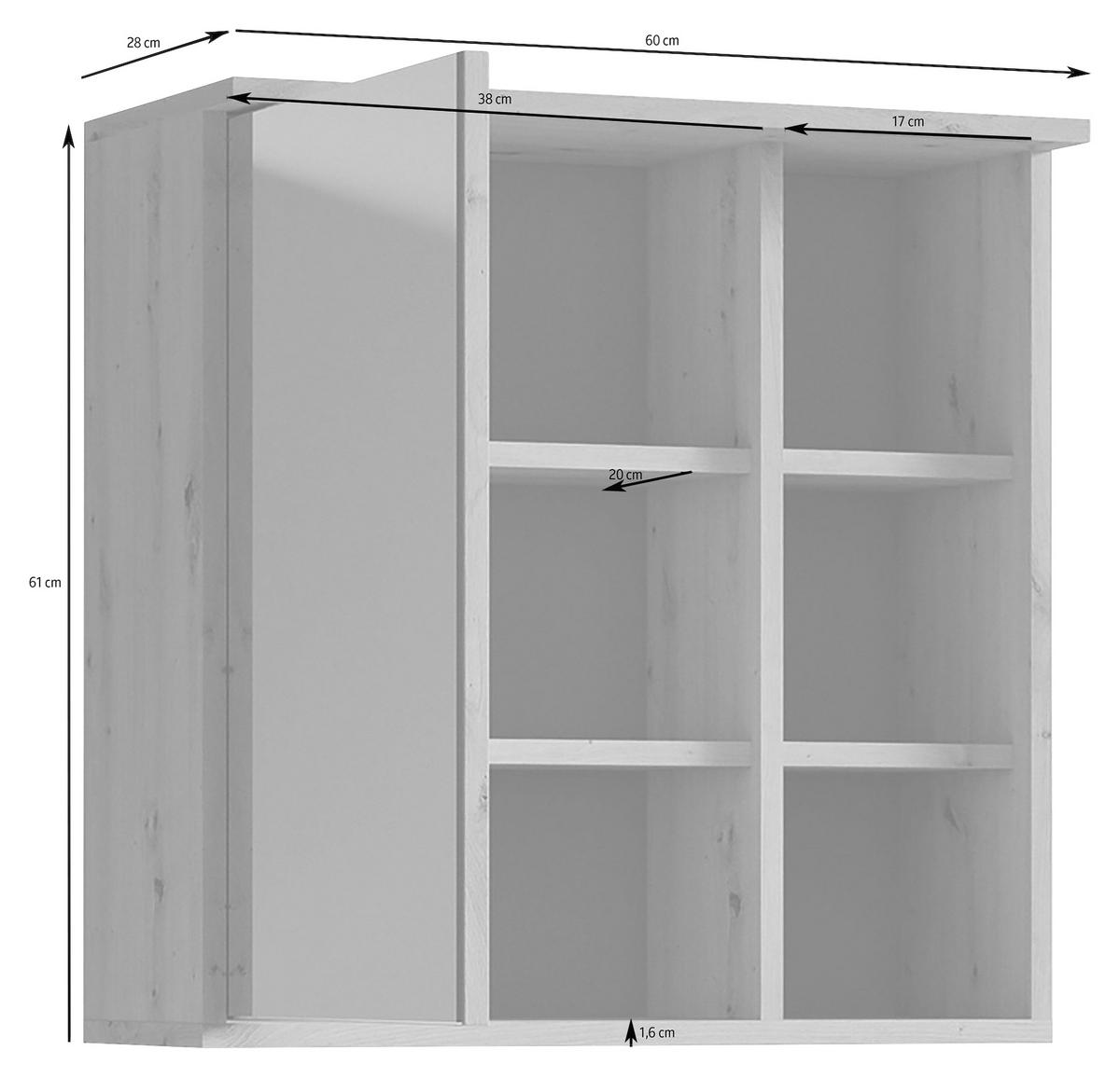 Spiegelschrank Wellness mit LED 1 Tür BHT 60x61x28 cm - MODERN, Glas/Holzwerkstoff (60/61/28cm) - MID.YOU