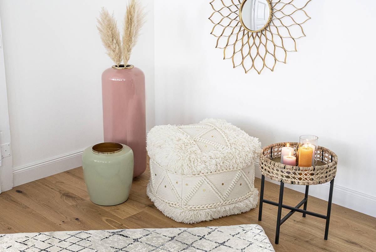 POUF POUF BOHIST 525 CREME - Creme, Trend, Textil (50/45/50cm) - Kayoom