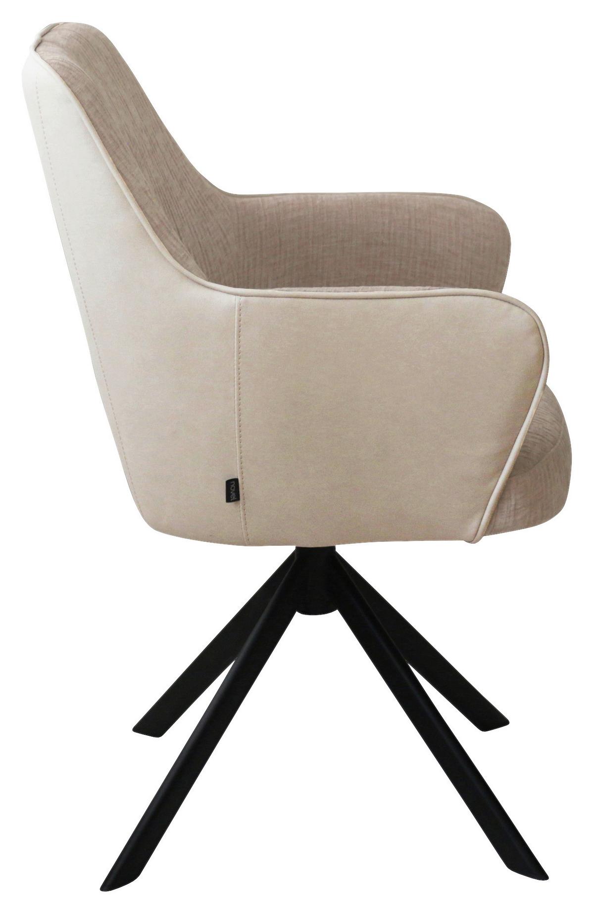 KRZESŁO Z PODŁOKIETNIKAMI BARI - beżowy/czarny, Design, metal/tkanina (58/87/64,5cm) - Novel