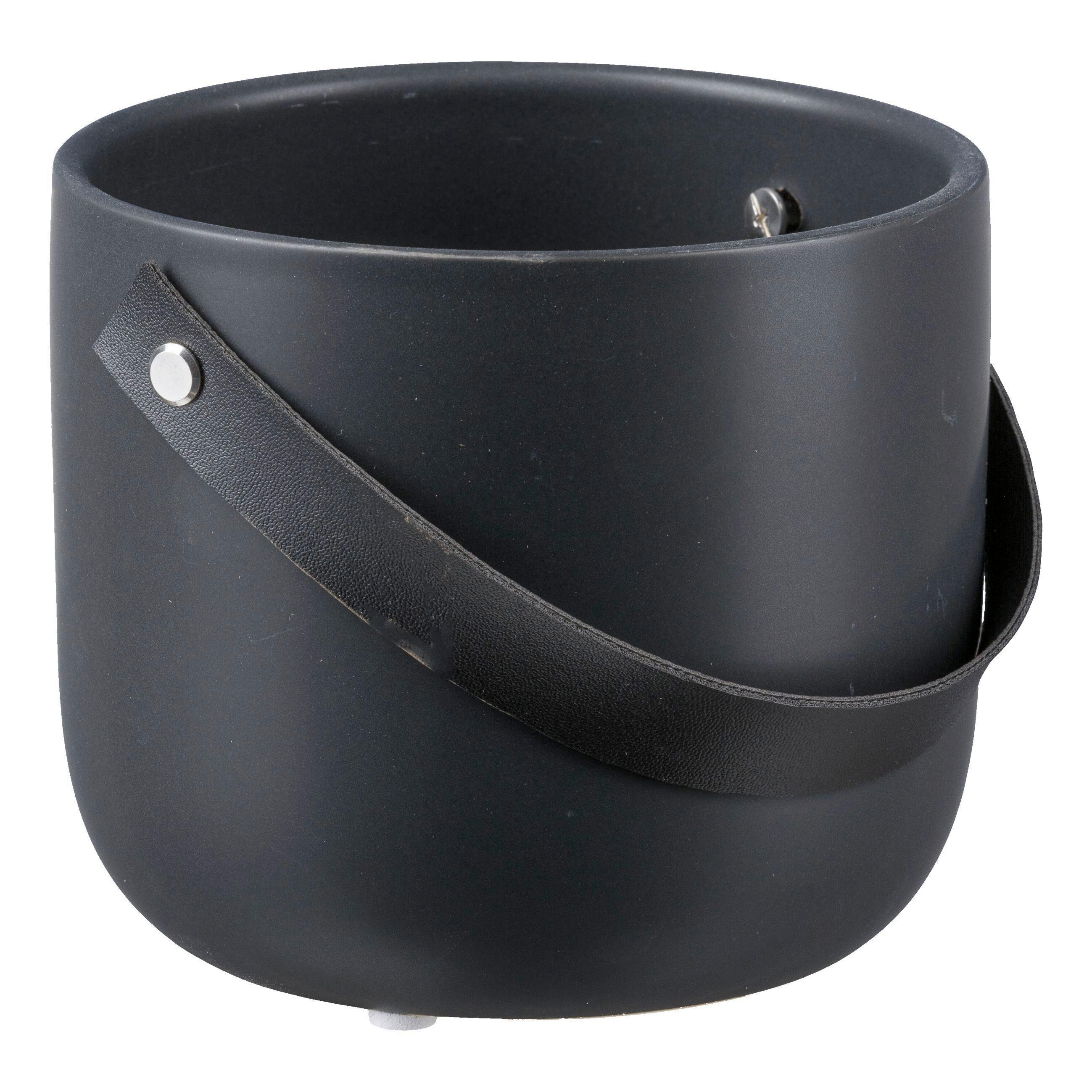OSŁONKA NA DONICZKĘ 6024403XX-24 - czarny, Basics, skóra/ceramika (14/12/14cm)