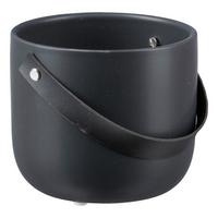 OSŁONKA NA DONICZKĘ 6024403XX-24 - czarny, Basics, skóra/ceramika (14/12/14cm)