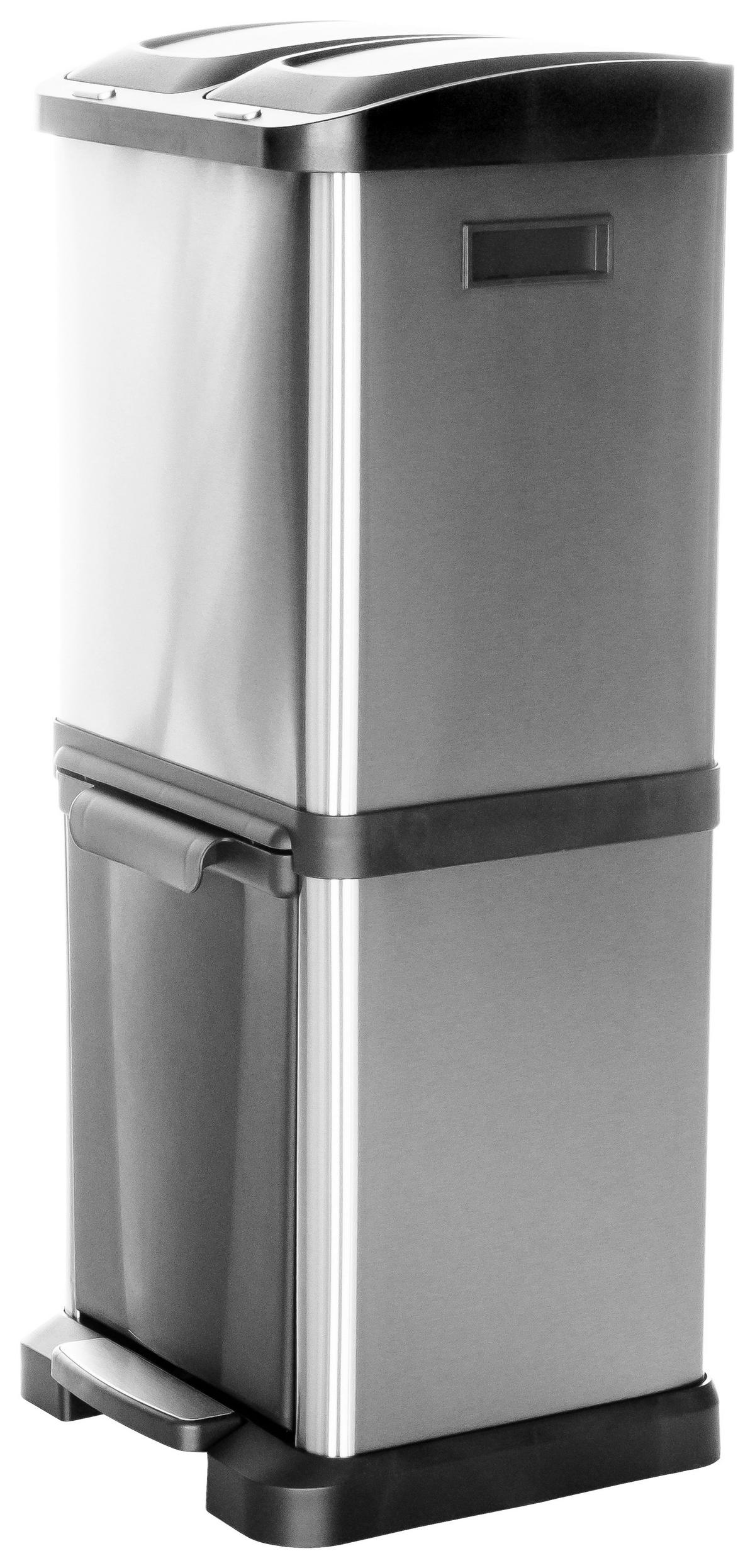 Koš Za Smeti Clean Vii, 32 L, Srebrna - srebrne barve/črna, Basics, kovina/umetna masa (32/78/32cm) - MID.YOU