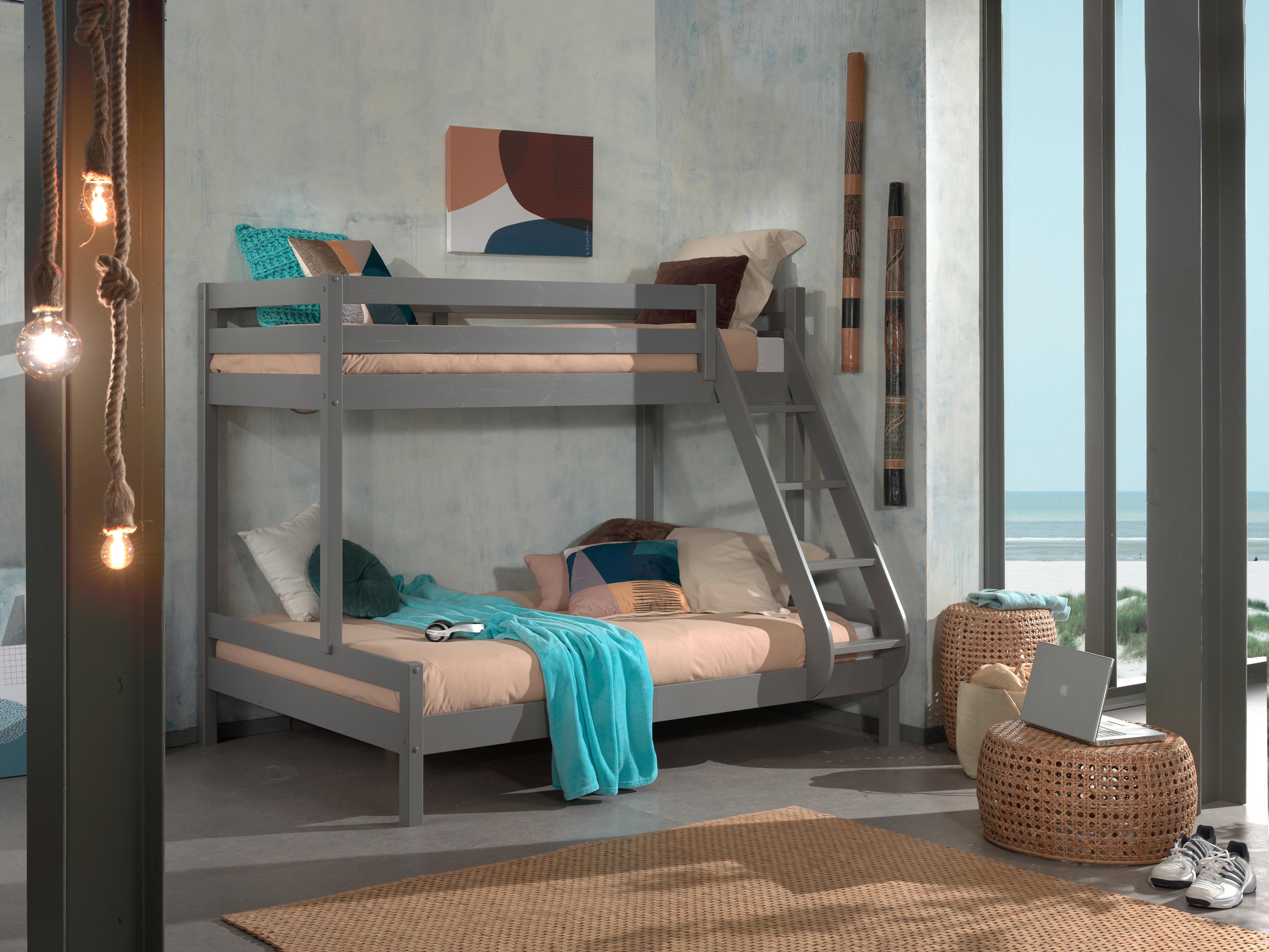 Etagenbett MARTIN Grau ca. 90/140x200 cm Echtholz - Grau, MODERN, Holz (90/140/200cm) - Vipack