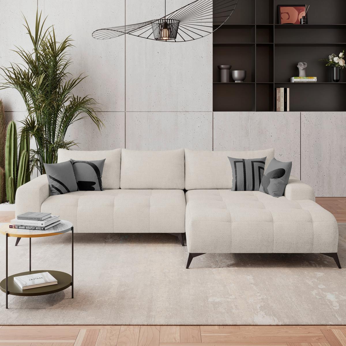 Kutna Garnitura Mauro - boje sedefa/crna, Trend, tekstil/metal (290/175cm) - Luca Bessoni