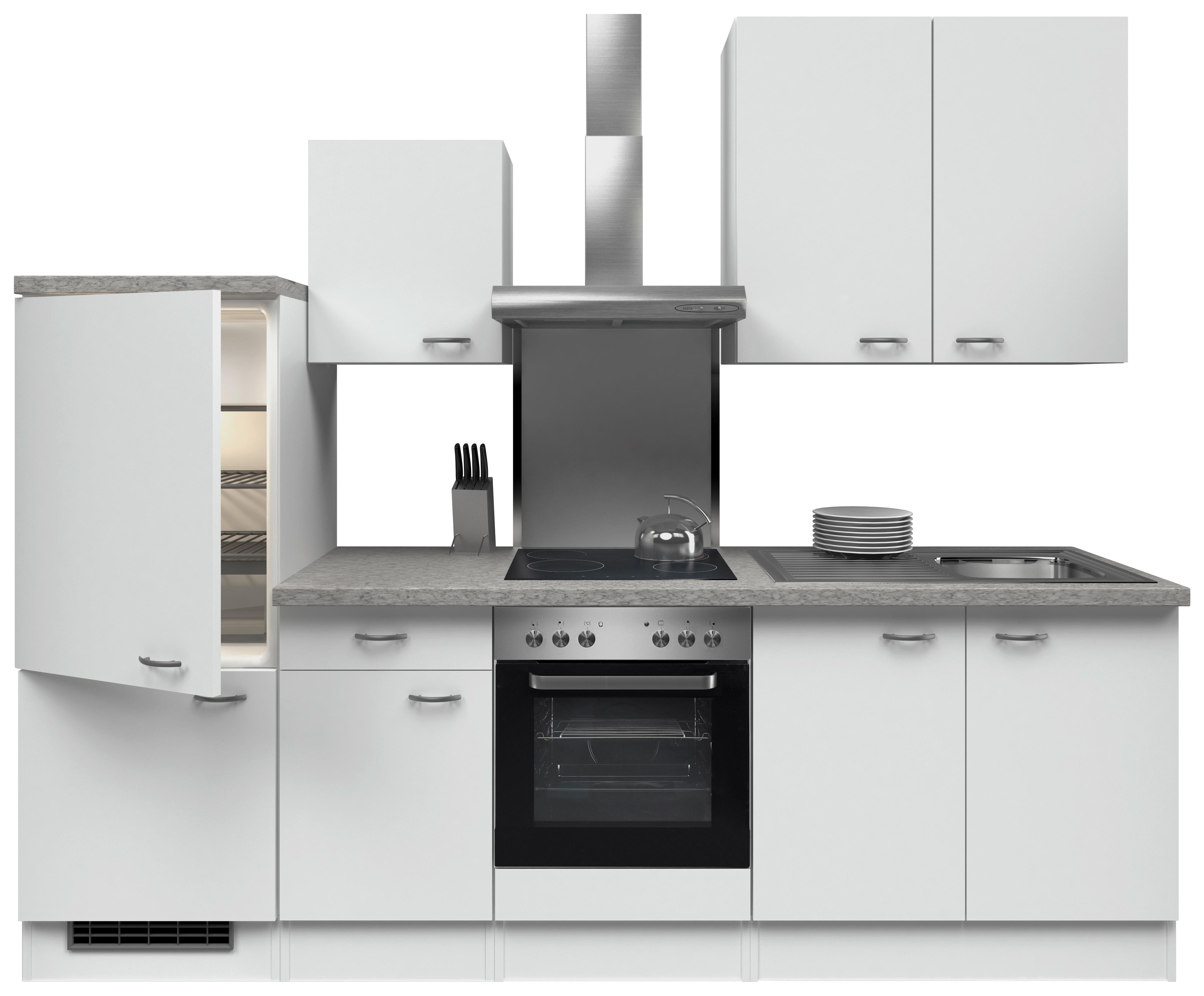 Kuhijski Blok Z Aparati Wito, Bela - barve nerjavečega jekla/bela, Moderno, umetna masa/leseni material (270cm) - FlexWell