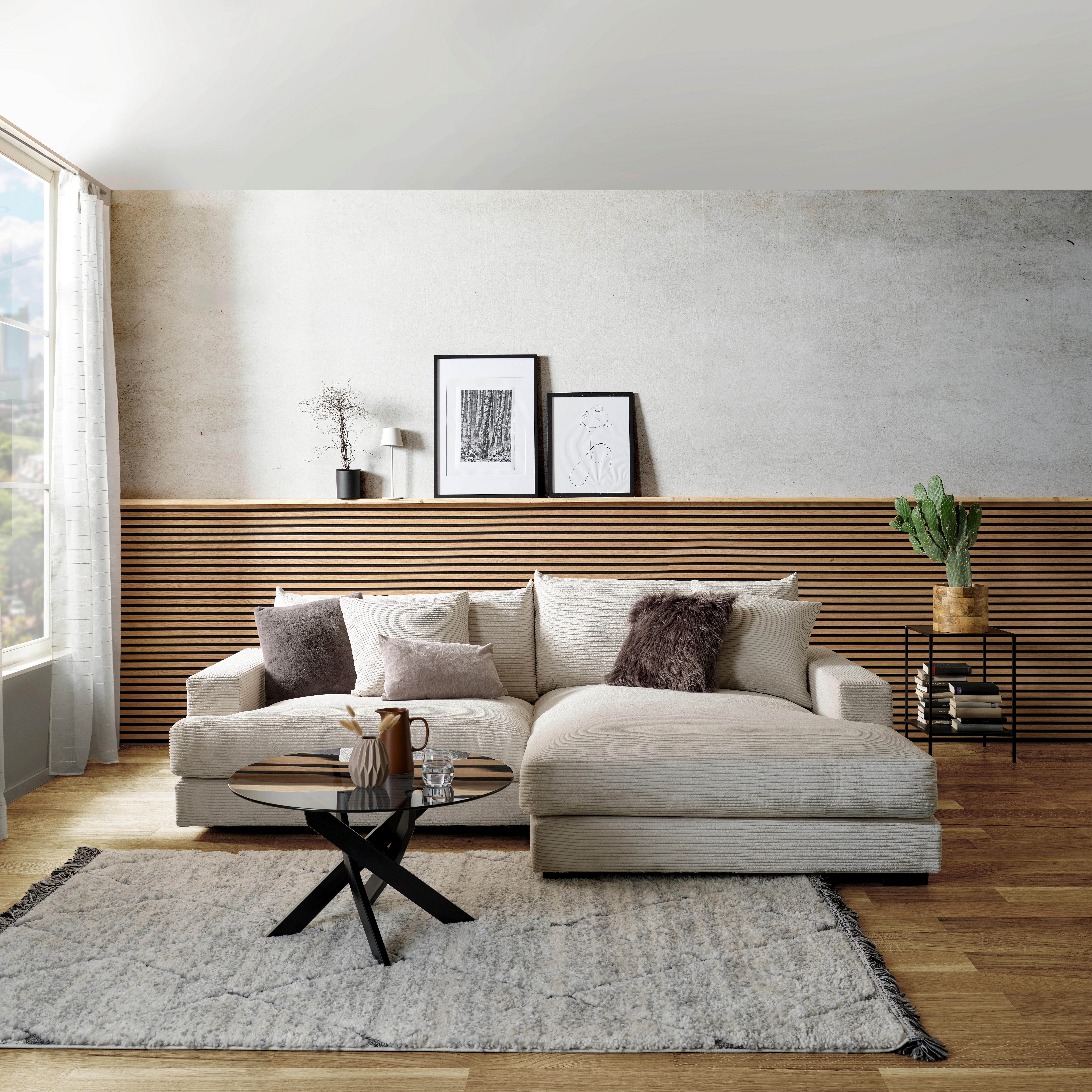 Kutna Garnitura Pelle - bež/crna, Moderno, tekstil (265/180cm) - Modern Living