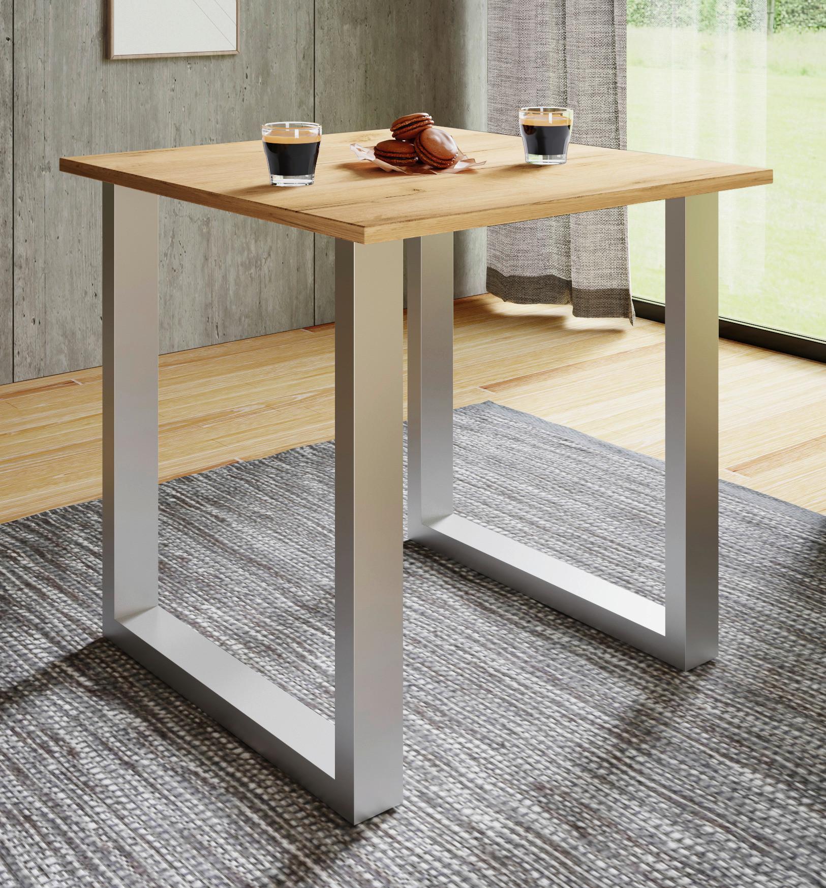 ESSTISCH XONA - Honigeiche/Silberfarben, Design, Holzwerkstoff/Metall (80/80/76cm) - MID.YOU