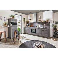 Einbauküche inkl. 5 E-Geräte PN 100 in Beton Graphit - Graphitfarben/Schwarz, MODERN (120/300cm) - Pino