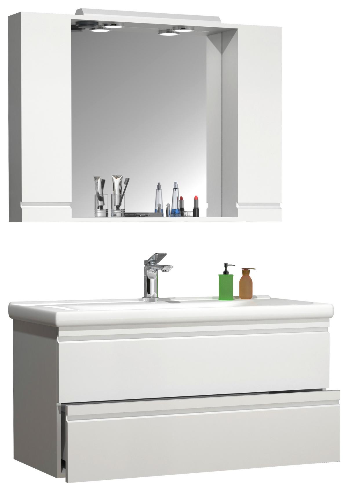 Kopalnica Silora Xl, Bela - bela, Moderno, steklo/leseni material (100cm) - MID.YOU