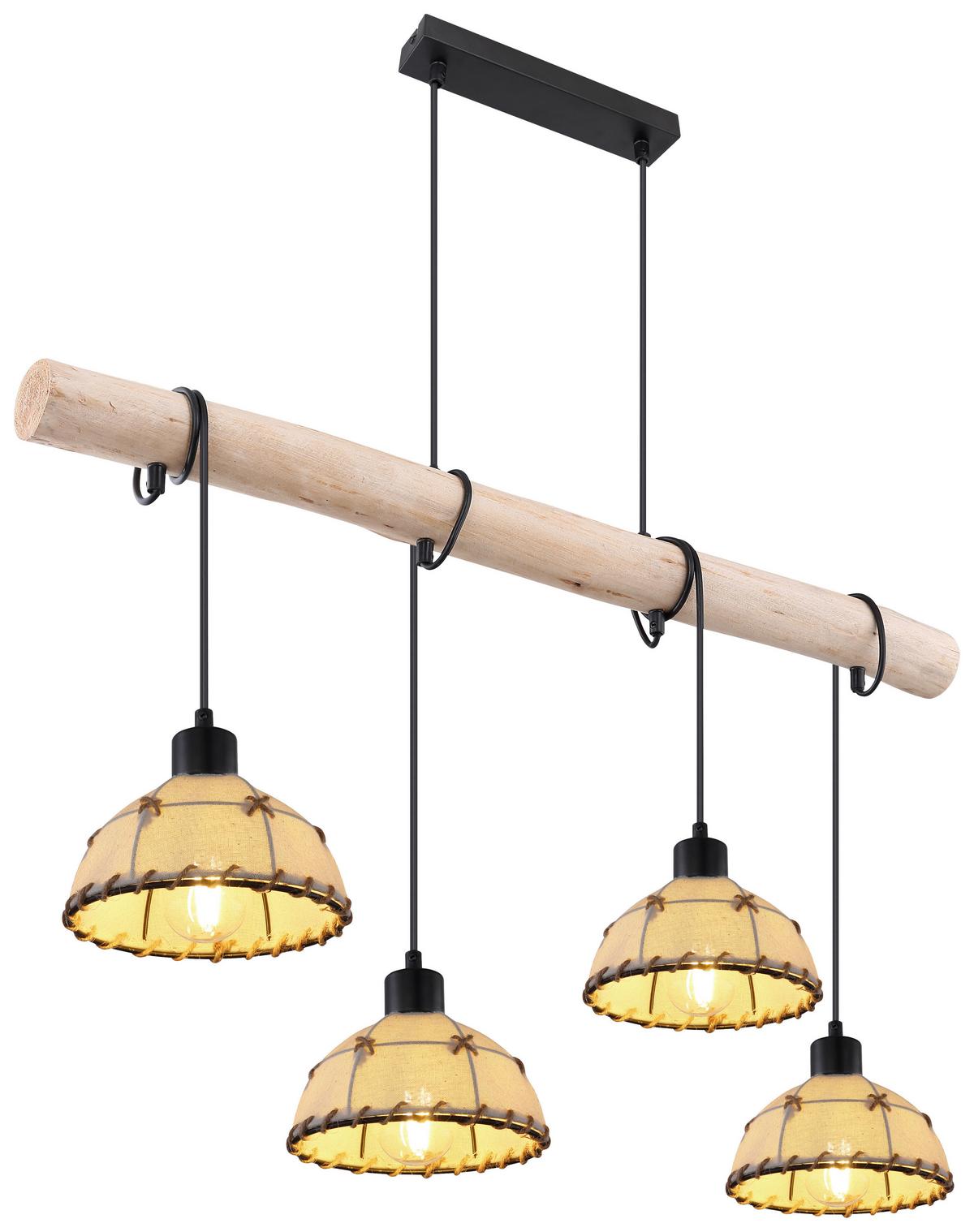 Hängeleuchte Rex max. 60 Watt - Beige/Schwarz, Natur, Naturmaterialien/Textil (85/18/120cm) - Globo