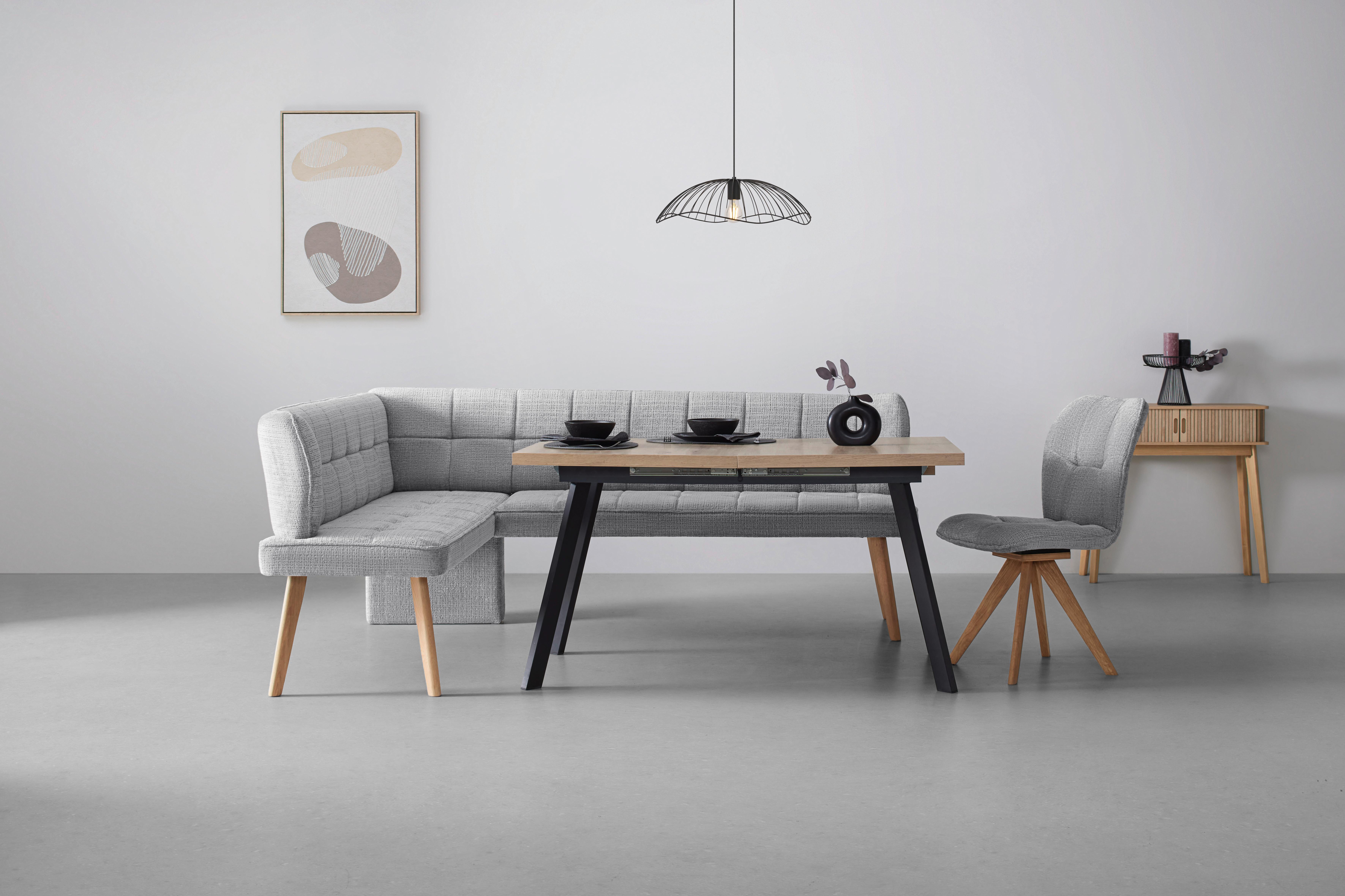 Eckbank Alba rechts Hellgrau - Eichefarben/Hellgrau, Modern, Holz/Textil (173/87/217cm) - Mömax