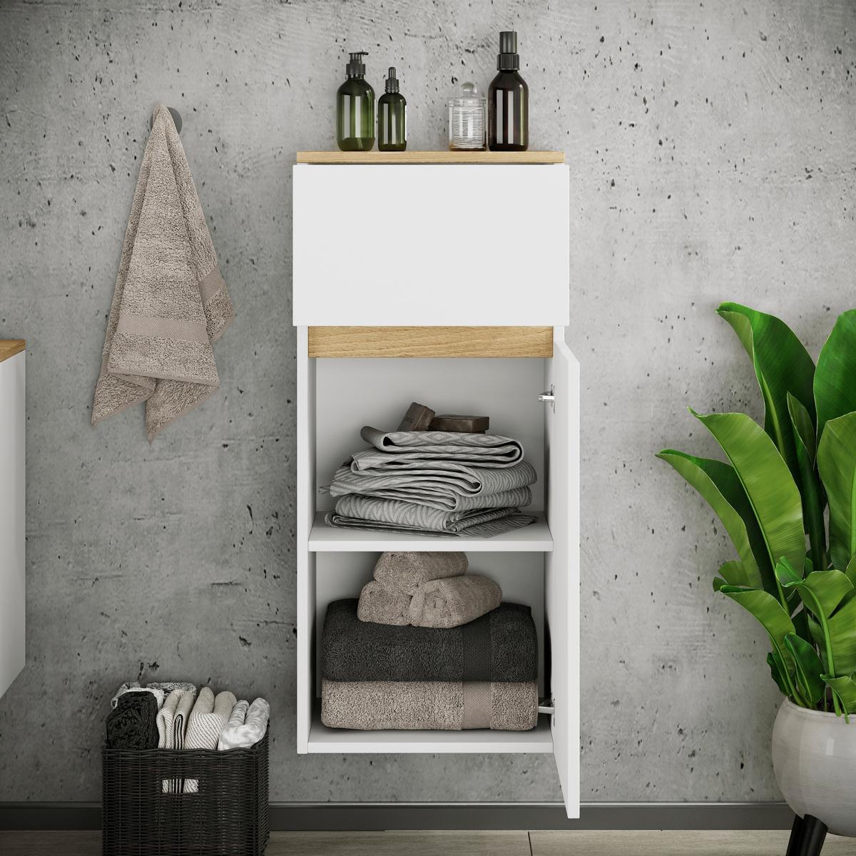 Midischrank Cosila Weiß/Honigeiche - Honigeiche/Weiß, Trend, Holzwerkstoff (41/90/35cm) - MID.YOU