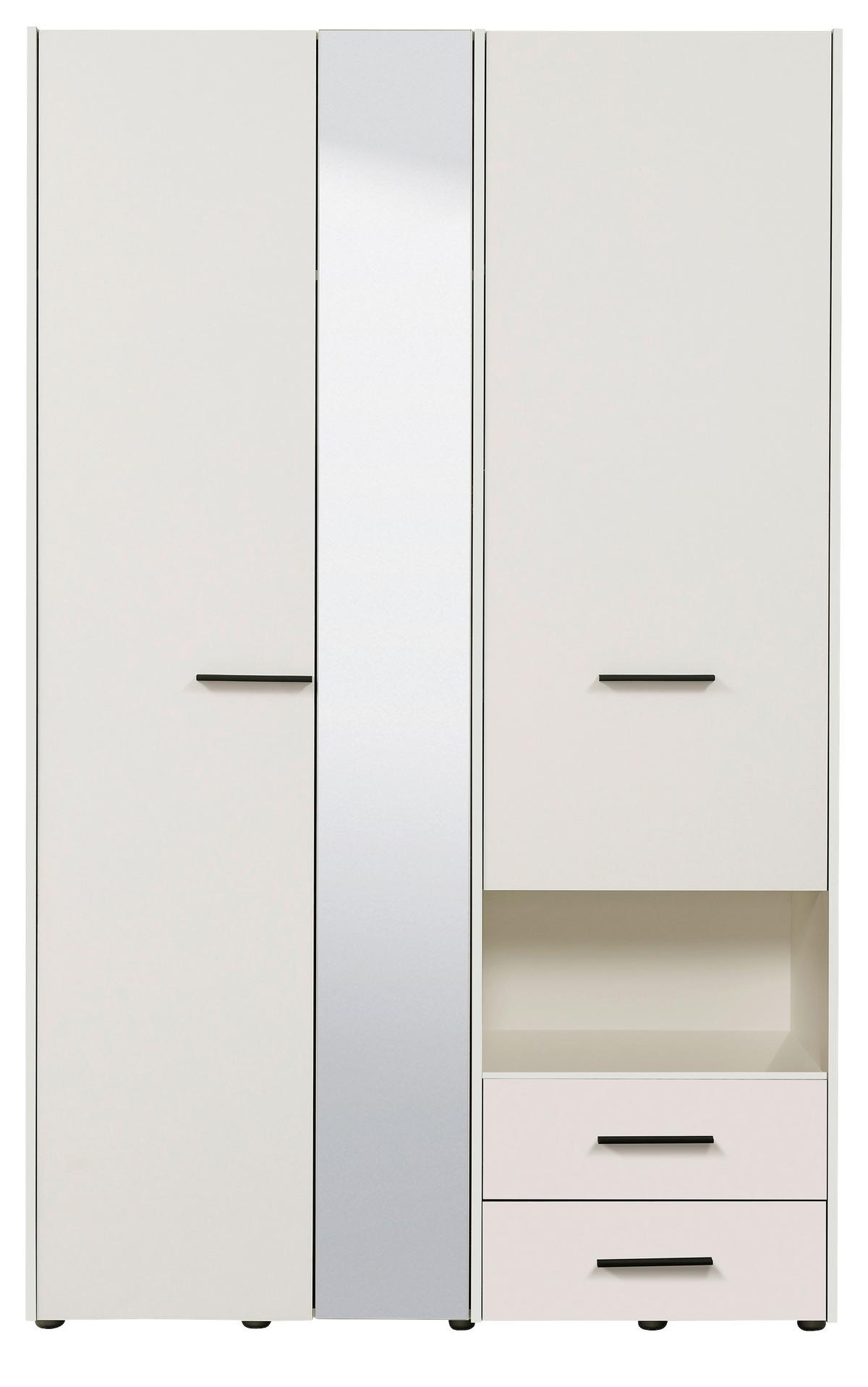 Kleiderschrank in Weiß - Schwarz/Weiß, KONVENTIONELL, Holzwerkstoff/Kunststoff (127,5/205,5/54cm) - Mömax