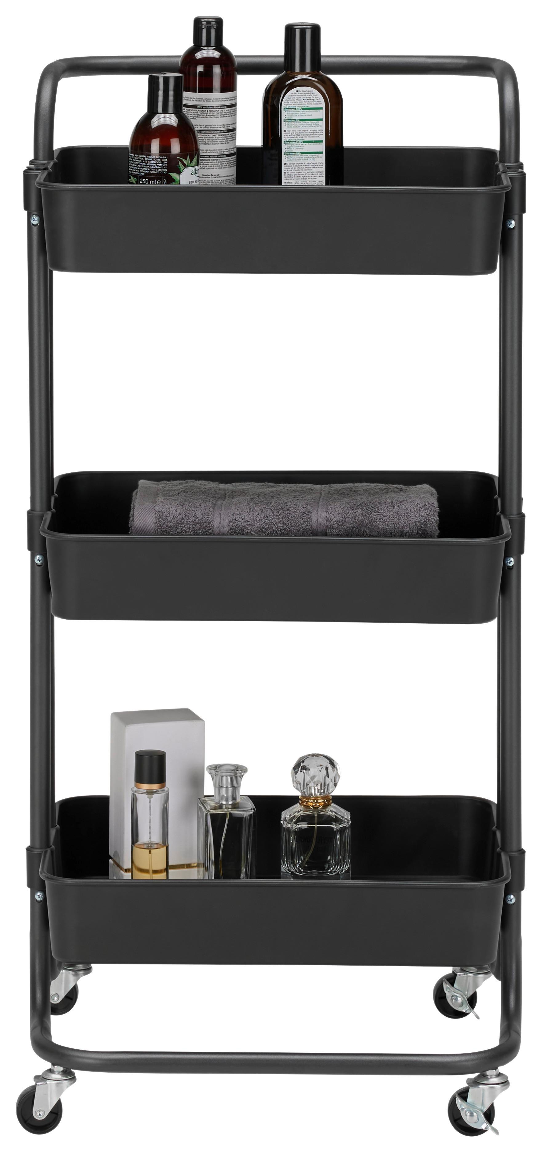 RULLVAGN CARL -SB- - svart, Modern, metall/plast (42/85,5/37cm) - Mömax