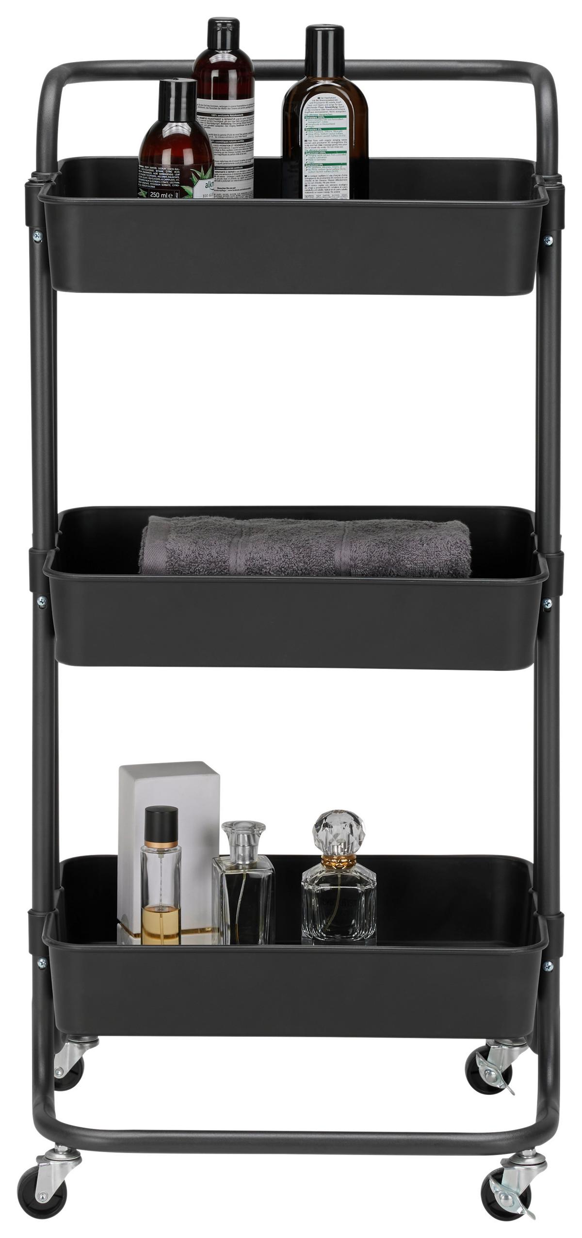 Višenamjenska Kolica Carl - crna, Moderno, metal/plastika (42/85,5/37cm) - Modern Living