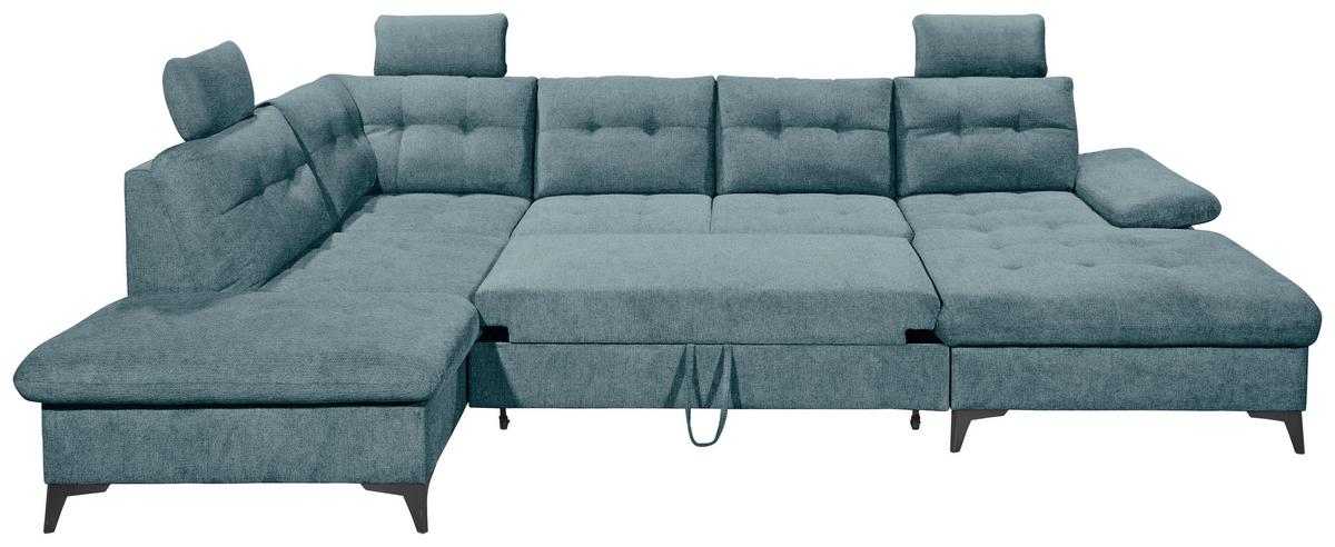 Wohnlandschaft Durban U ca. 218x324x170 cm Eisblau - Blau/Schwarz, KONVENTIONELL, Kunststoff/Textil (218/324/170cm) - MID.YOU