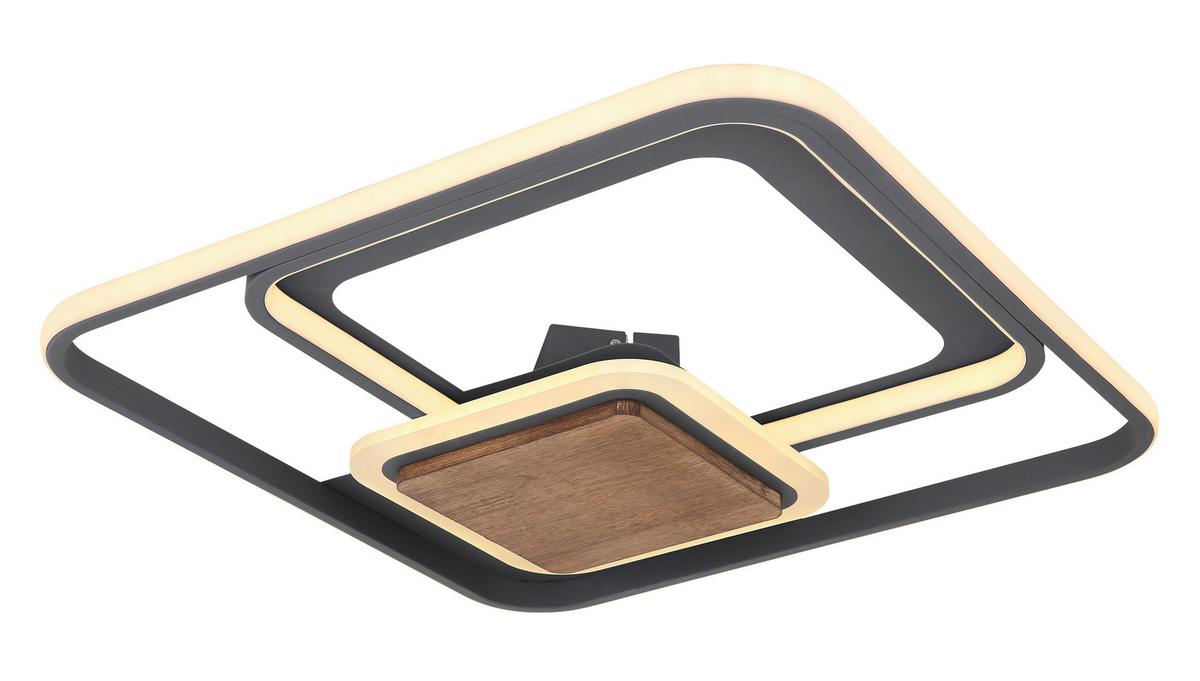 LED-Deckenleuchte Nirra max. 48 Watt - Dunkelbraun/Opal, MODERN, Holz/Kunststoff (50/50/8cm)