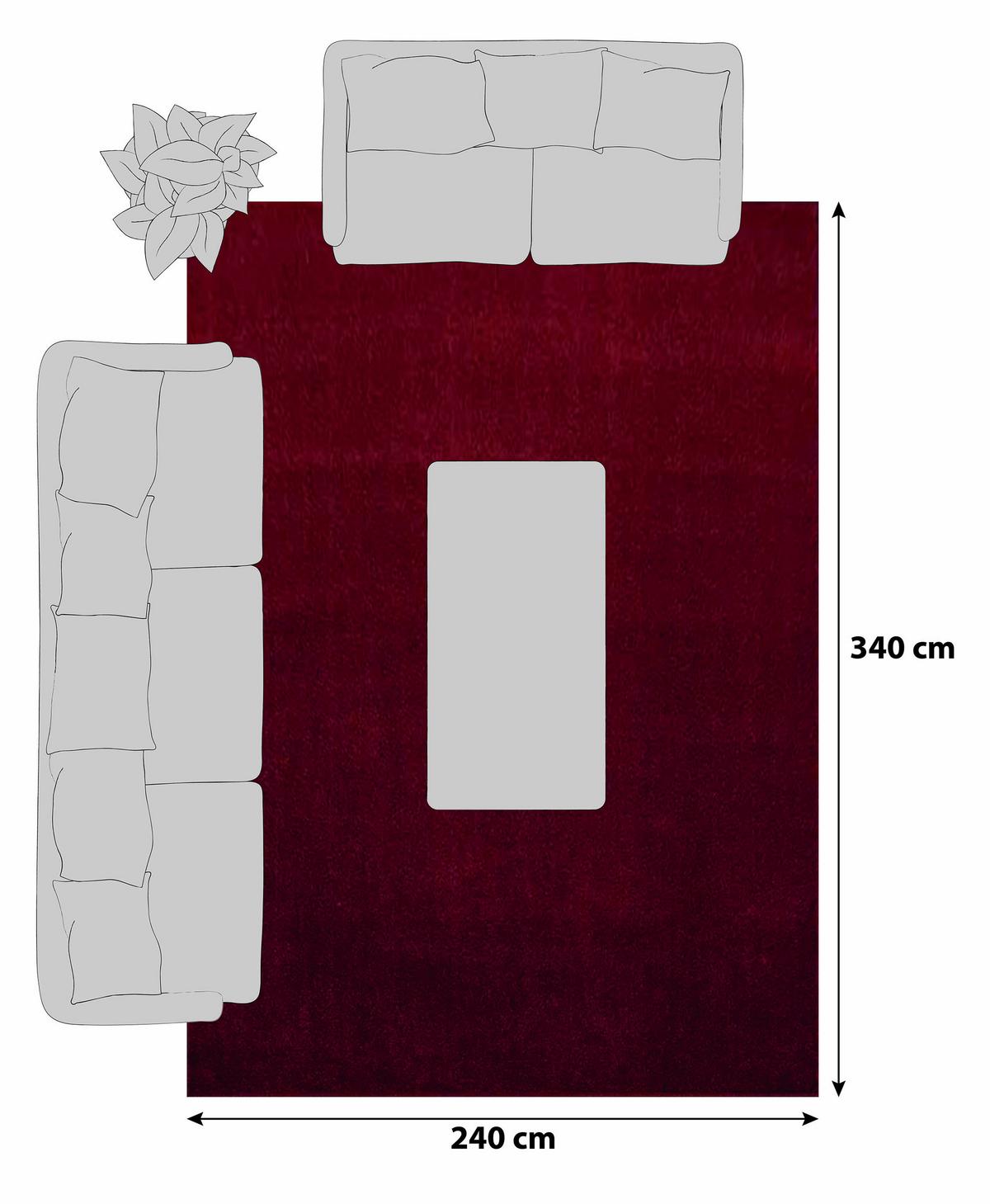 Hochflorteppich Ata Rot ca. 240x340cm - Rot, Design, Textil (240/340cm) - Novel