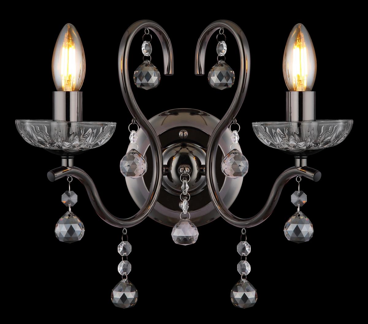 Wandleuchte Camila Klar/Schwarzchrom - Klar/Schwarzchrom, KONVENTIONELL, Glas/Metall (33/21,7/33cm) - Globo