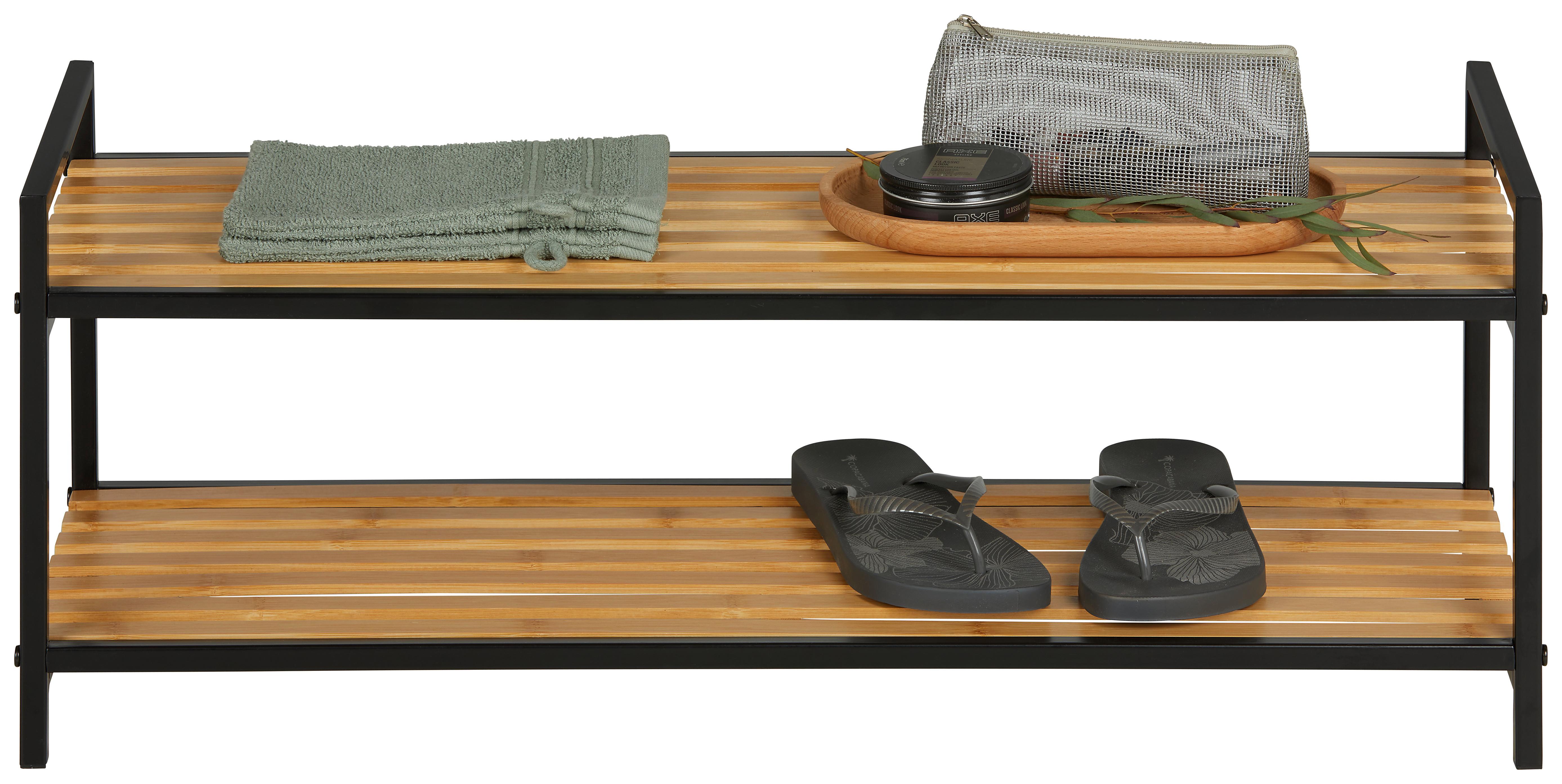 Schuhregal Azra II Naturfarben/Schwarz - Schwarz/Naturfarben, Modern, Naturmaterialien/Metall (70/32/30cm) - Mömax