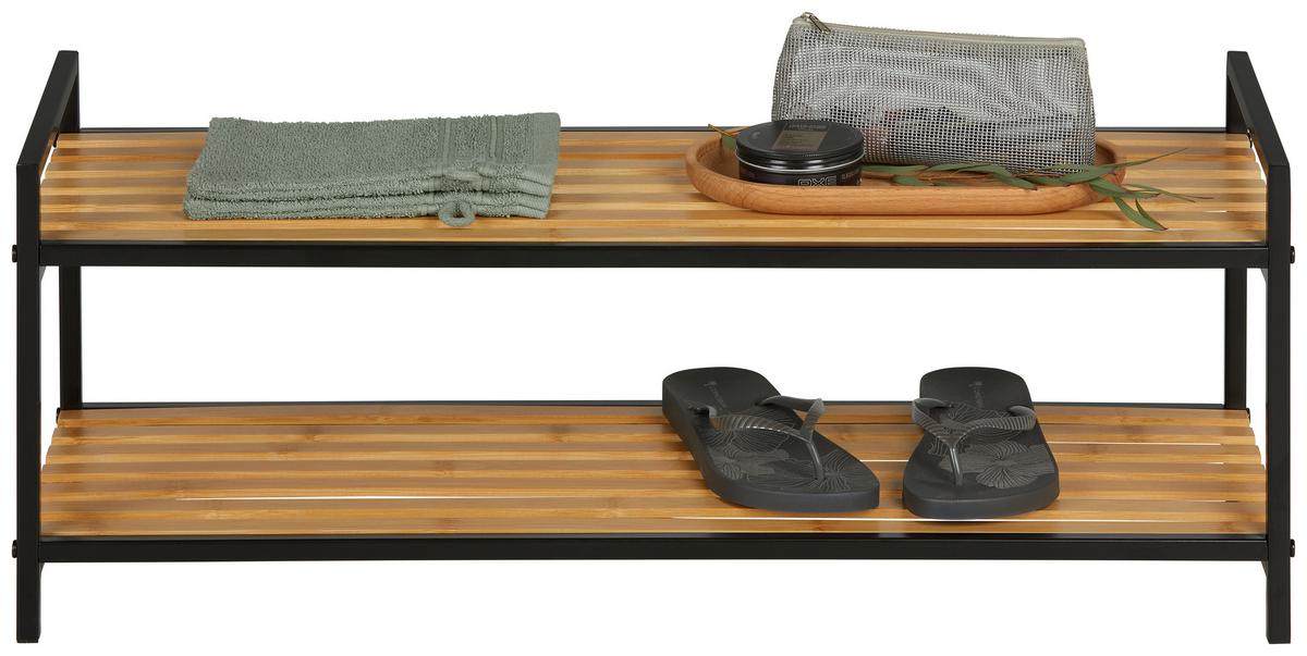 Schuhregal Azra II Naturfarben/Schwarz - Schwarz/Naturfarben, MODERN, Naturmaterialien/Metall (70/32/30cm) - Mömax