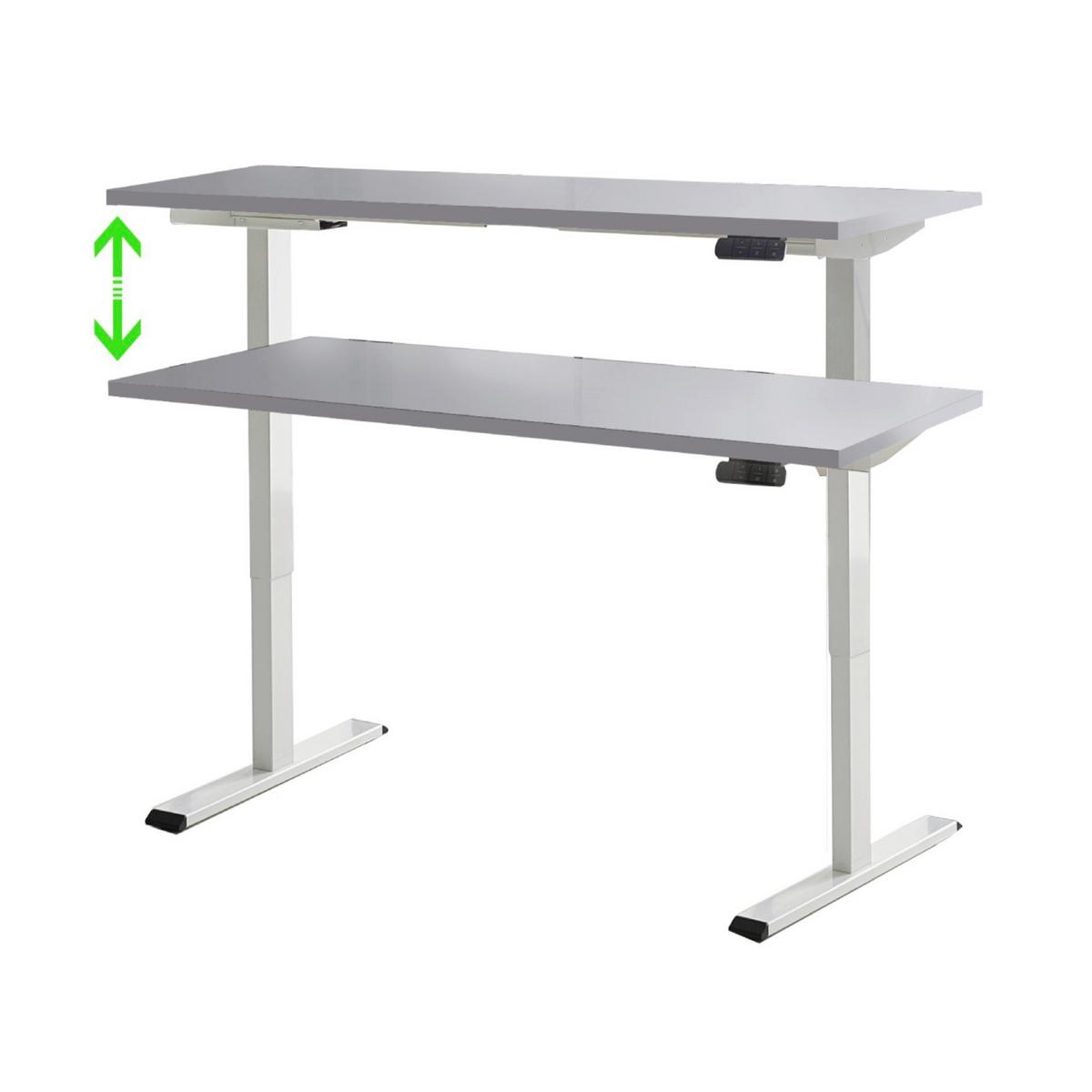 Schreibtisch Office Edition Grau/Weiß - Weiß/Grau, MODERN, Holzwerkstoff/Metall (138/67/69-119cm) - MID.YOU