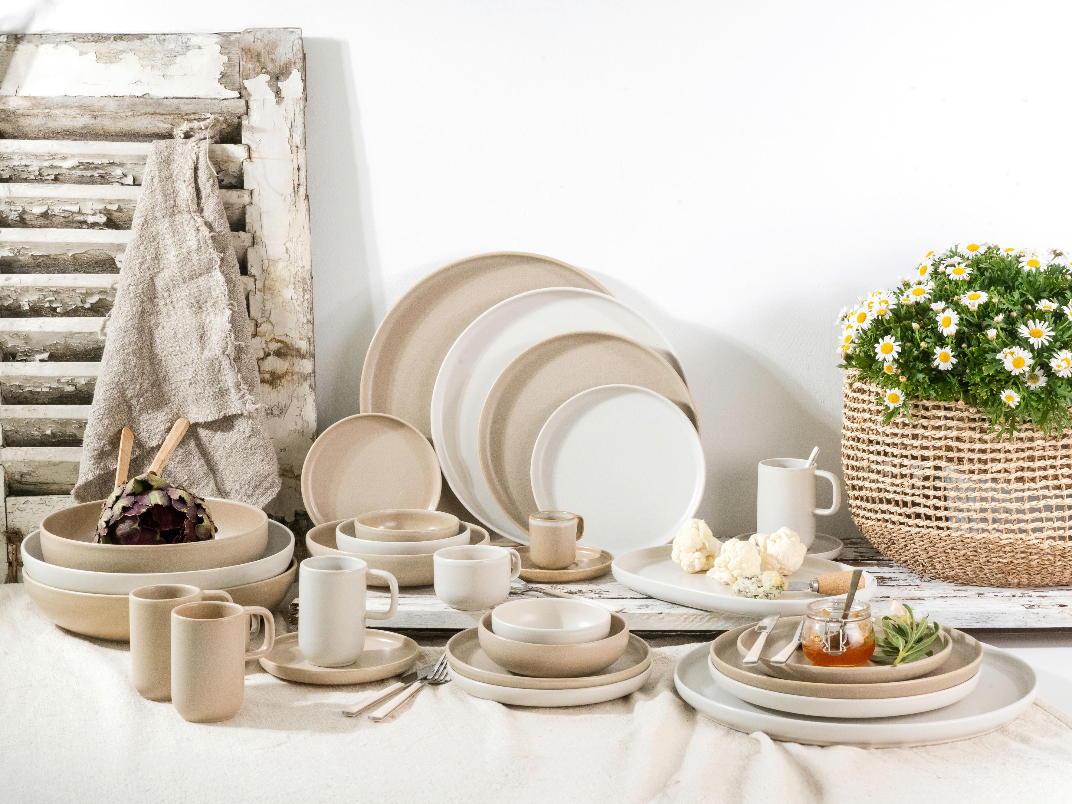 Jedilni Servis Uno Toscana, 12-Delni - krem barve/peščene barve, Basics, keramika - Creatable