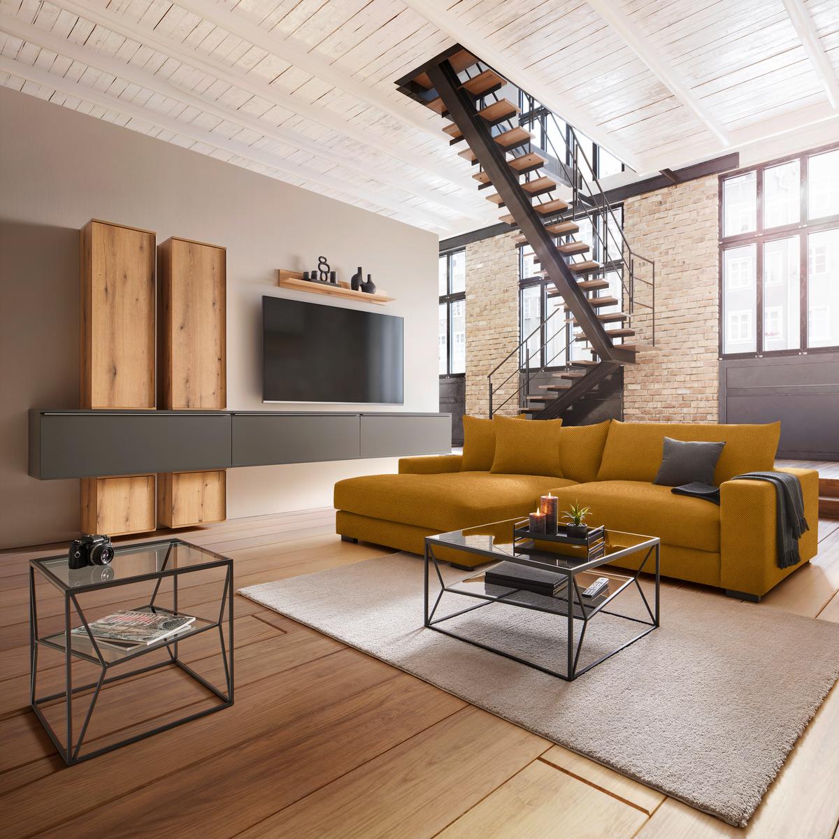 Ecksofa Pedro Senfgelb - Senfgelb, MODERN, Textil (180/83/265cm) - Mömax