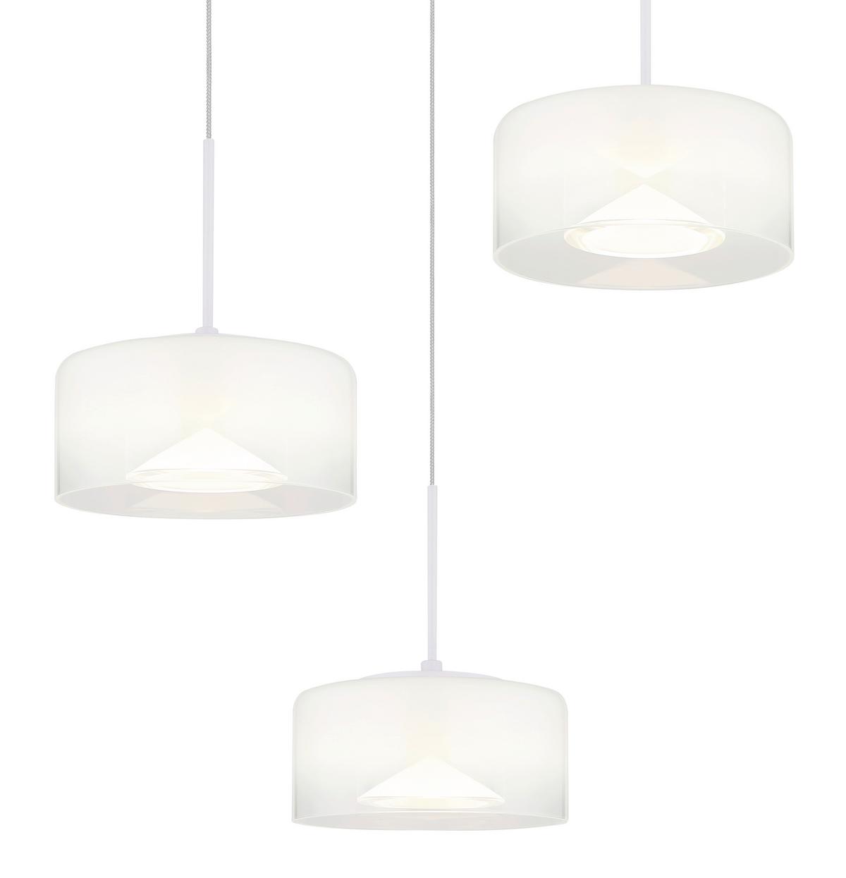 LED-HÄNGELEUCHTE 16024-3W  BELINDA - Klar/Weiss, Design, Glas/Kunststoff (40/150cm) - Globo