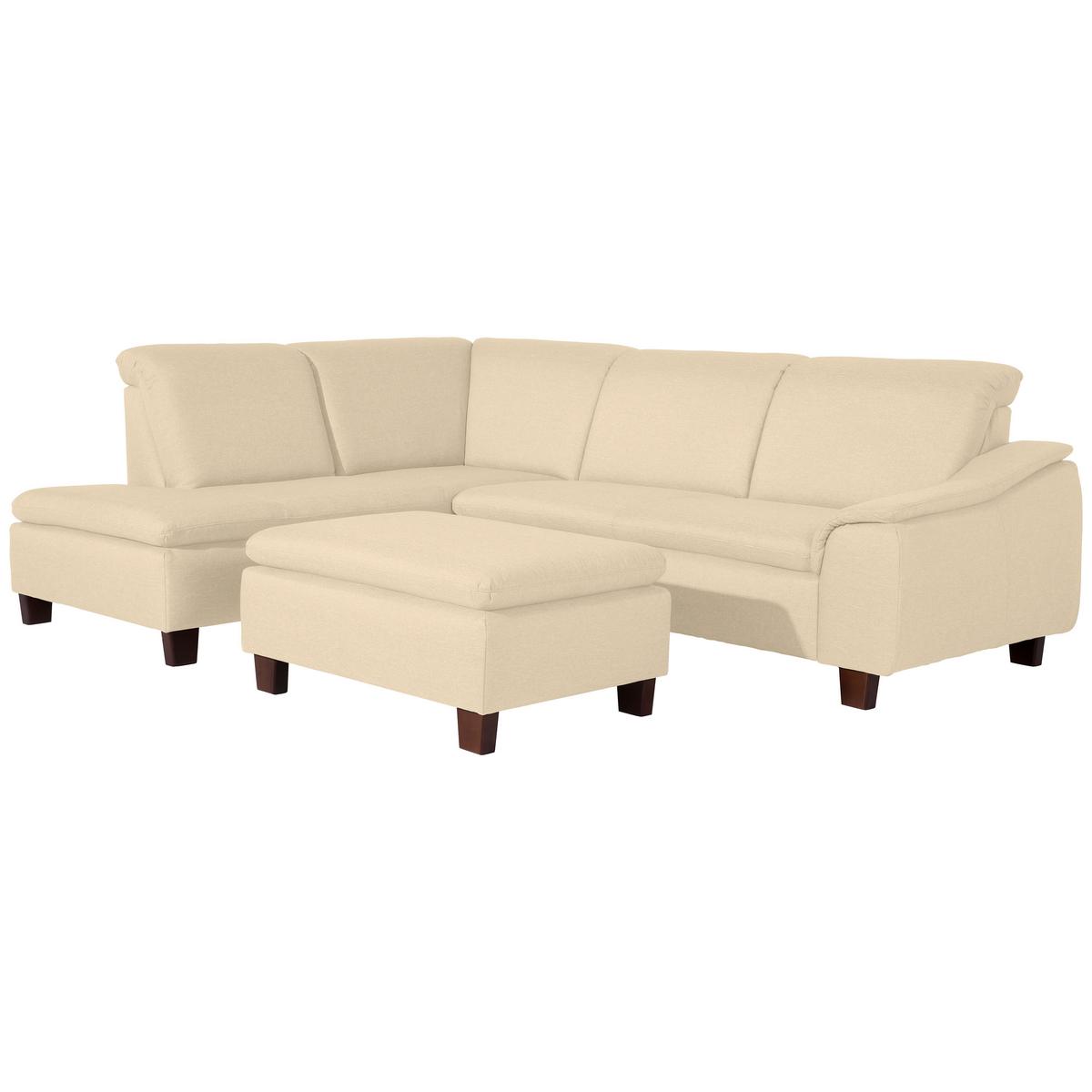 ECKSOFA AARON - Beige/Nussbaumfarben, Design, Holz/Textil (187/247cm) - Max Winzer