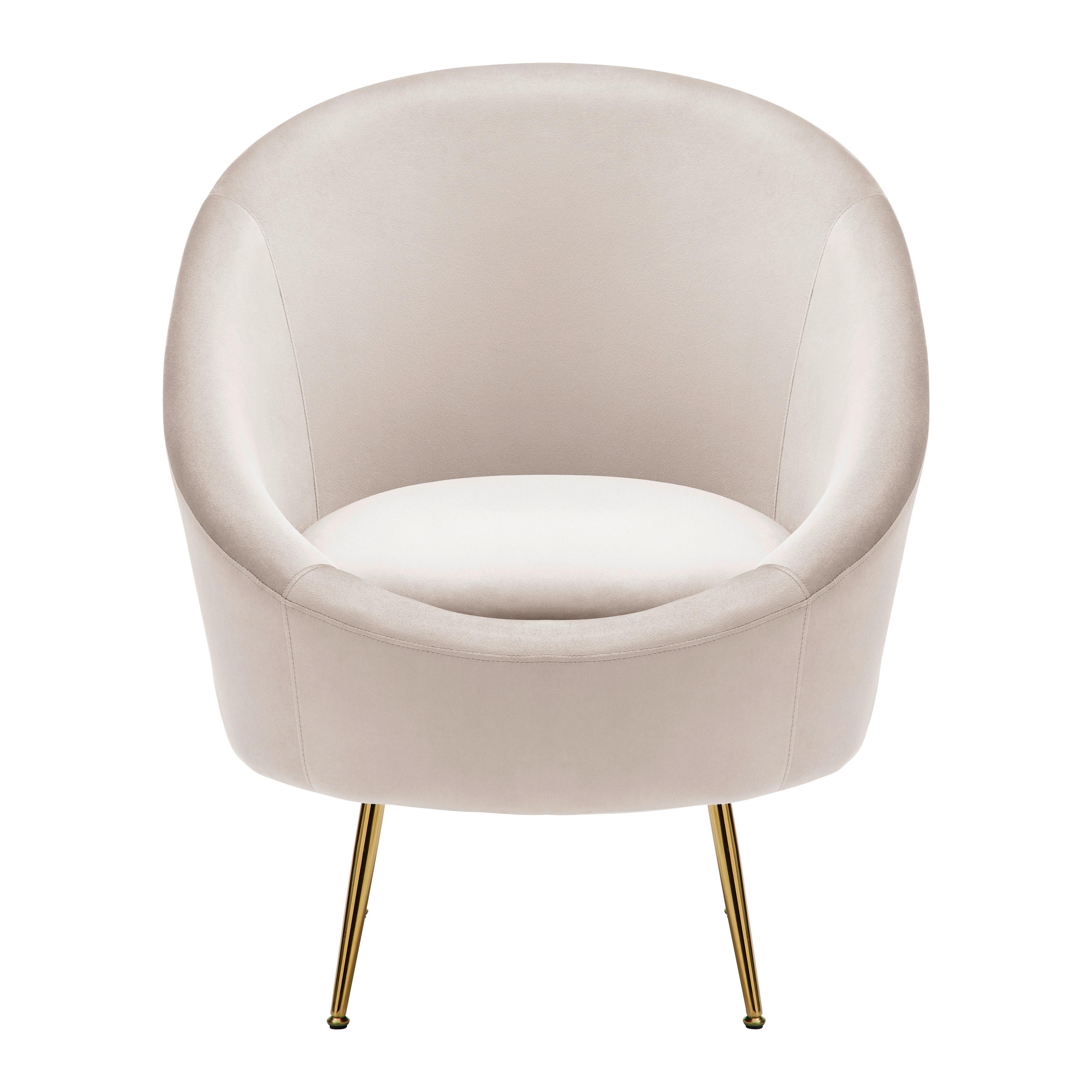 Sessel Lou Hellgrau Samt - Goldfarben/Hellgrau, MODERN, Textil/Metall (80/92/75cm) - Bessagi Home