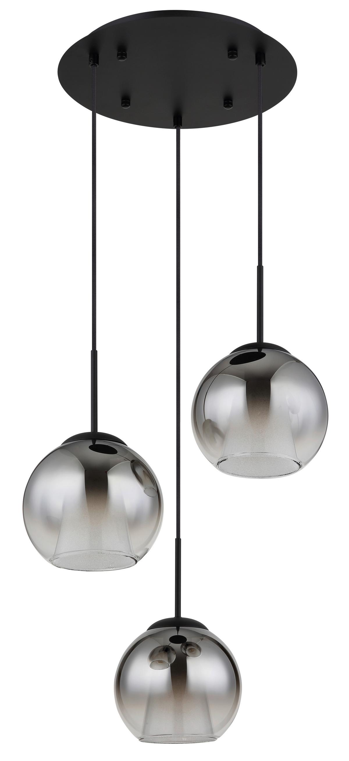 Viseća Svjetiljka Barry - siva/prozirno, Basics, staklo/metal (45/120cm) - Globo
