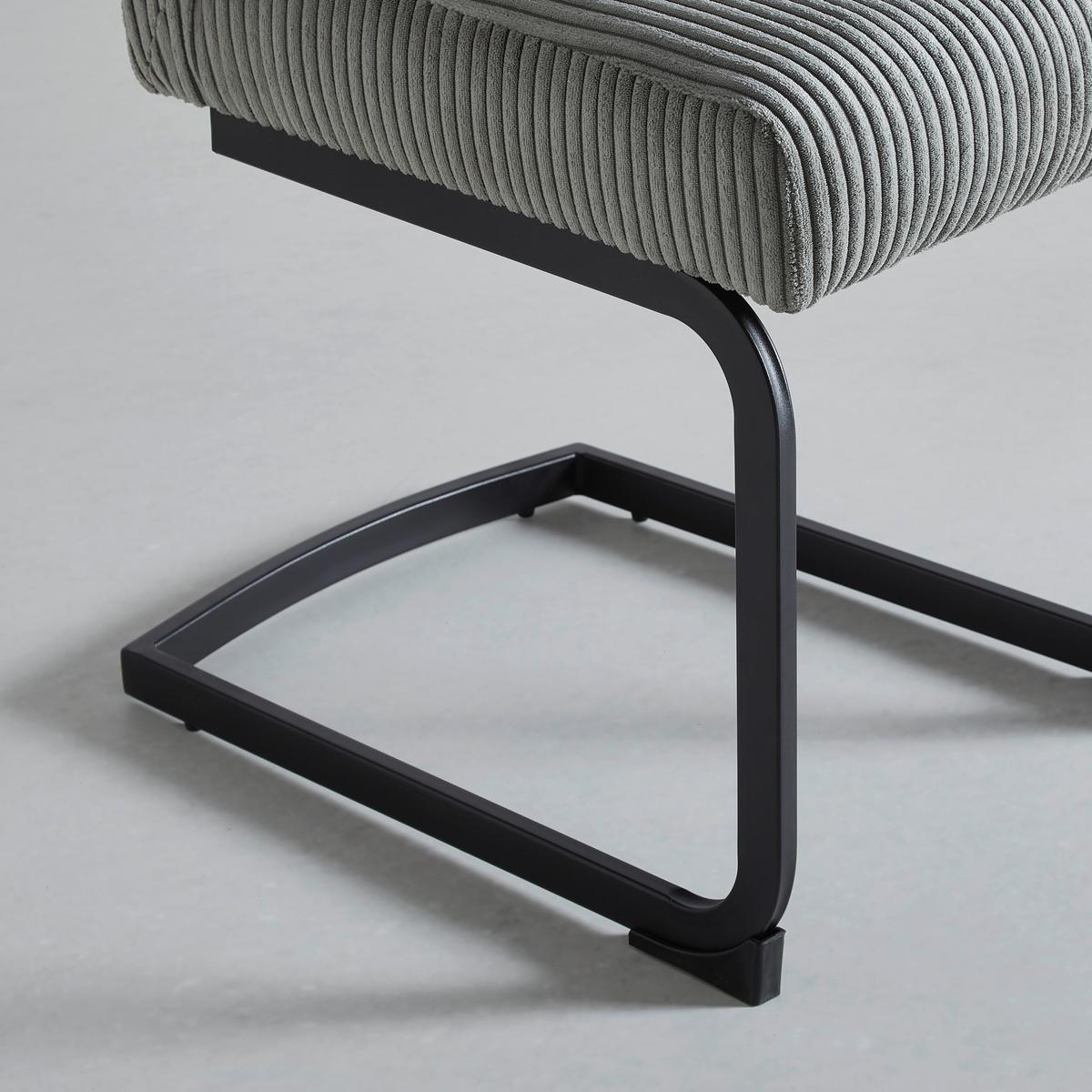 Schwingstuhl Nelia Grau Cord Gepolstert - Schwarz/Grau, MODERN, Holz/Textil (45/95/60cm) - Bessagi Home