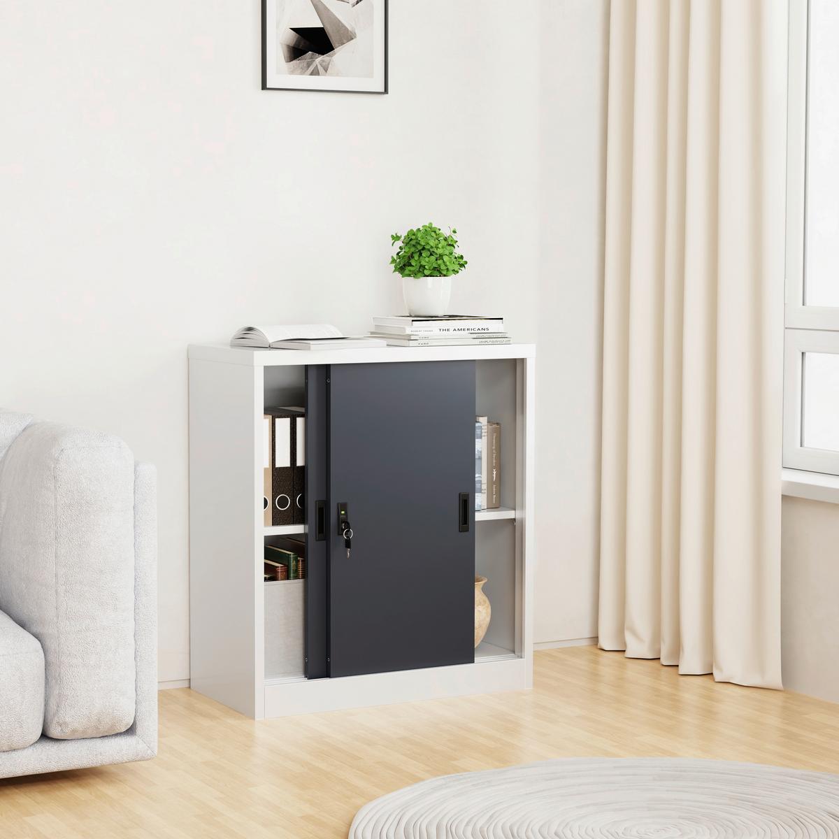 Aktenschrank Malivo - Weiss/Anthrazit, Konventionell, Metall (80/90/40cm) - MID.YOU