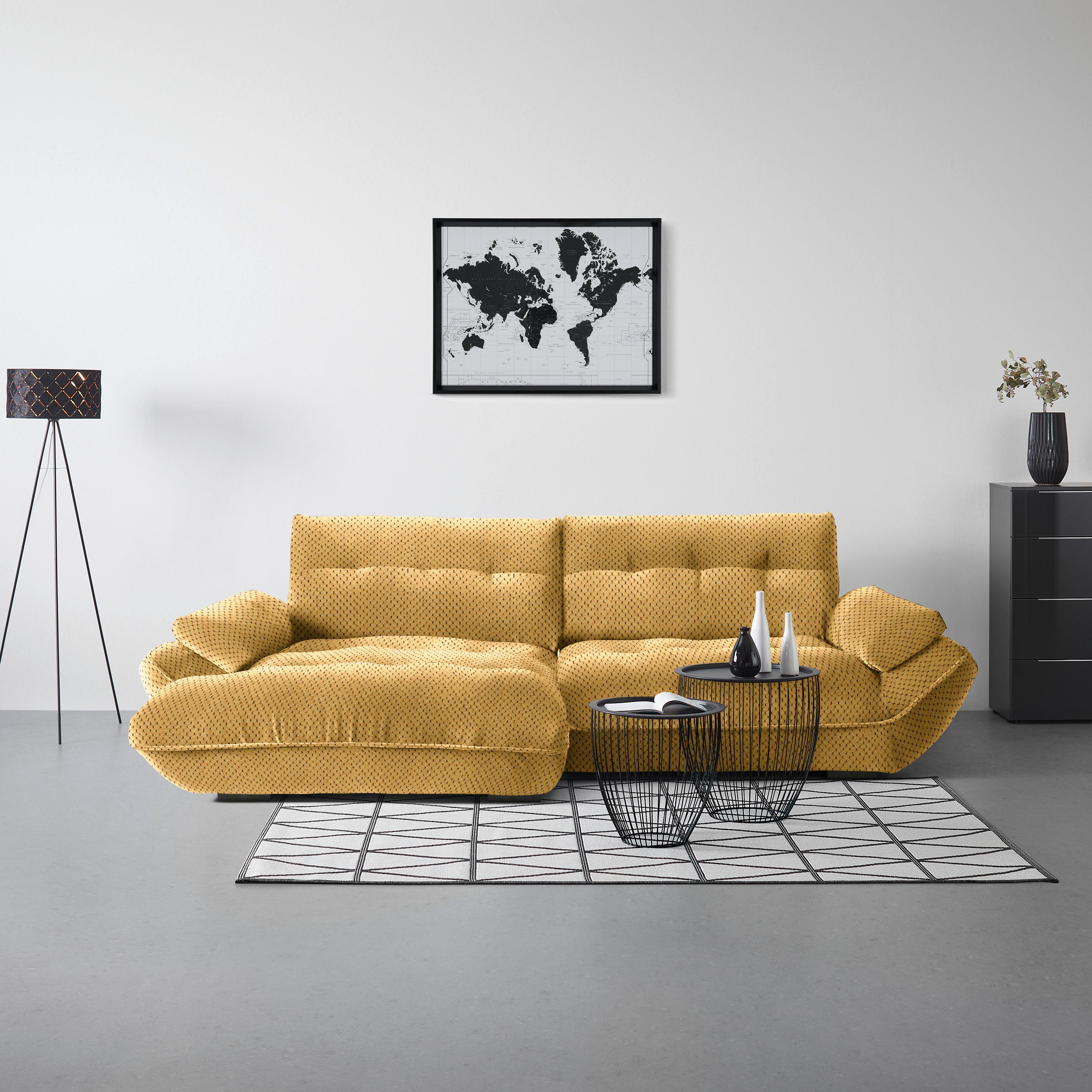Wohnlandschaft Vivo Senfgelb - Senfgelb/Schwarz, MODERN, Kunststoff/Textil (179/63/317cm) - Premium Living
